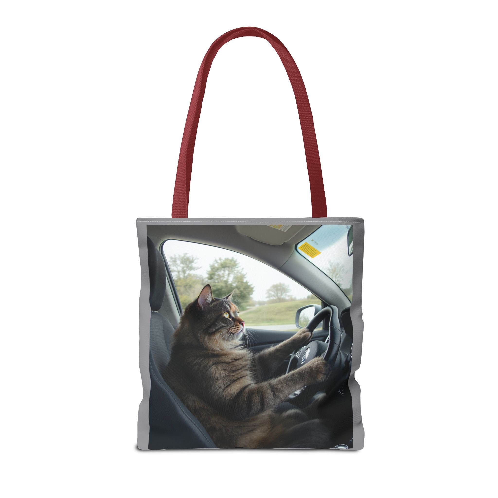 Cat in Car 2 Tote Bag, Cat Lover Gift, Animal Print Grocery Bag, Cute Kitten Shoulder Bag, Cat Lady Purse