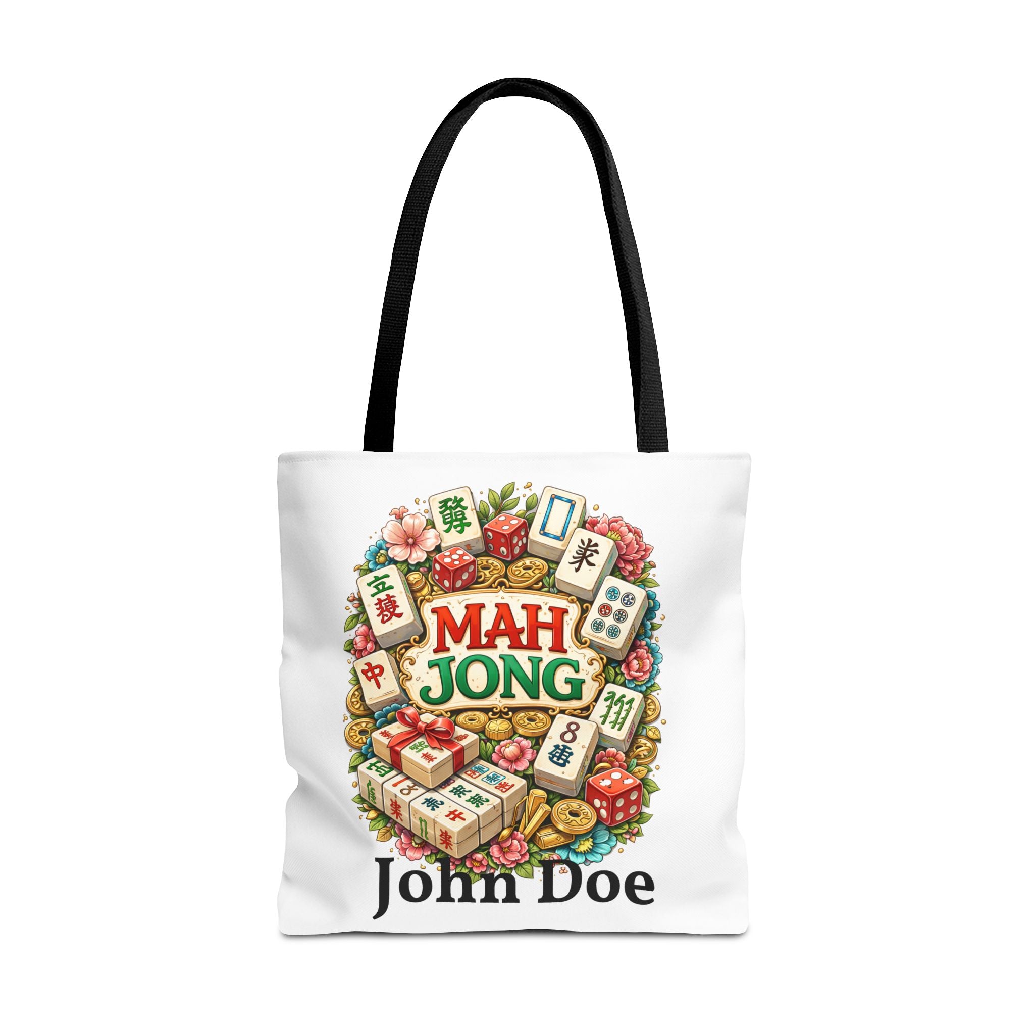 Personalize White Mahjong Tiles Tote Bag | All-Over Print Tote