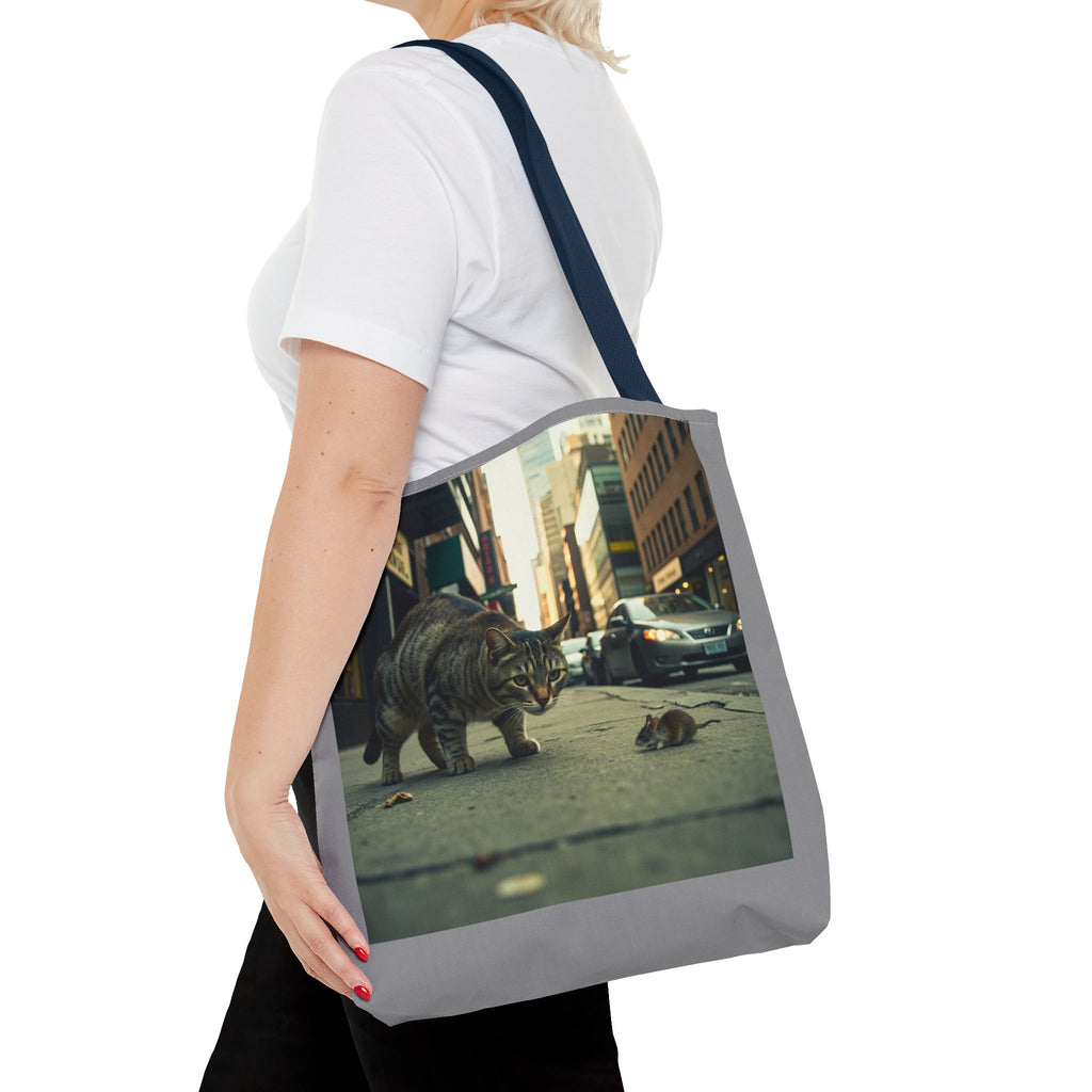 Cat and Mouse Tote Bag, Kitty Tote, Animal Print Bag, Cute Carryall, Canvas Shoulder Bag, Cat Lover Gift