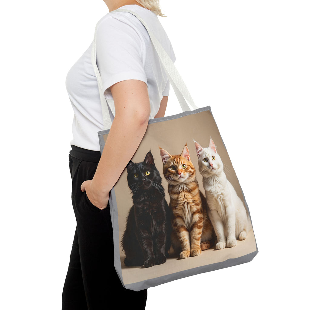 Tote Bag - Three Sitting Cats, Carry-All Shoulder Bag, Reusable Shopping Tote, Gift for Animal Lovers