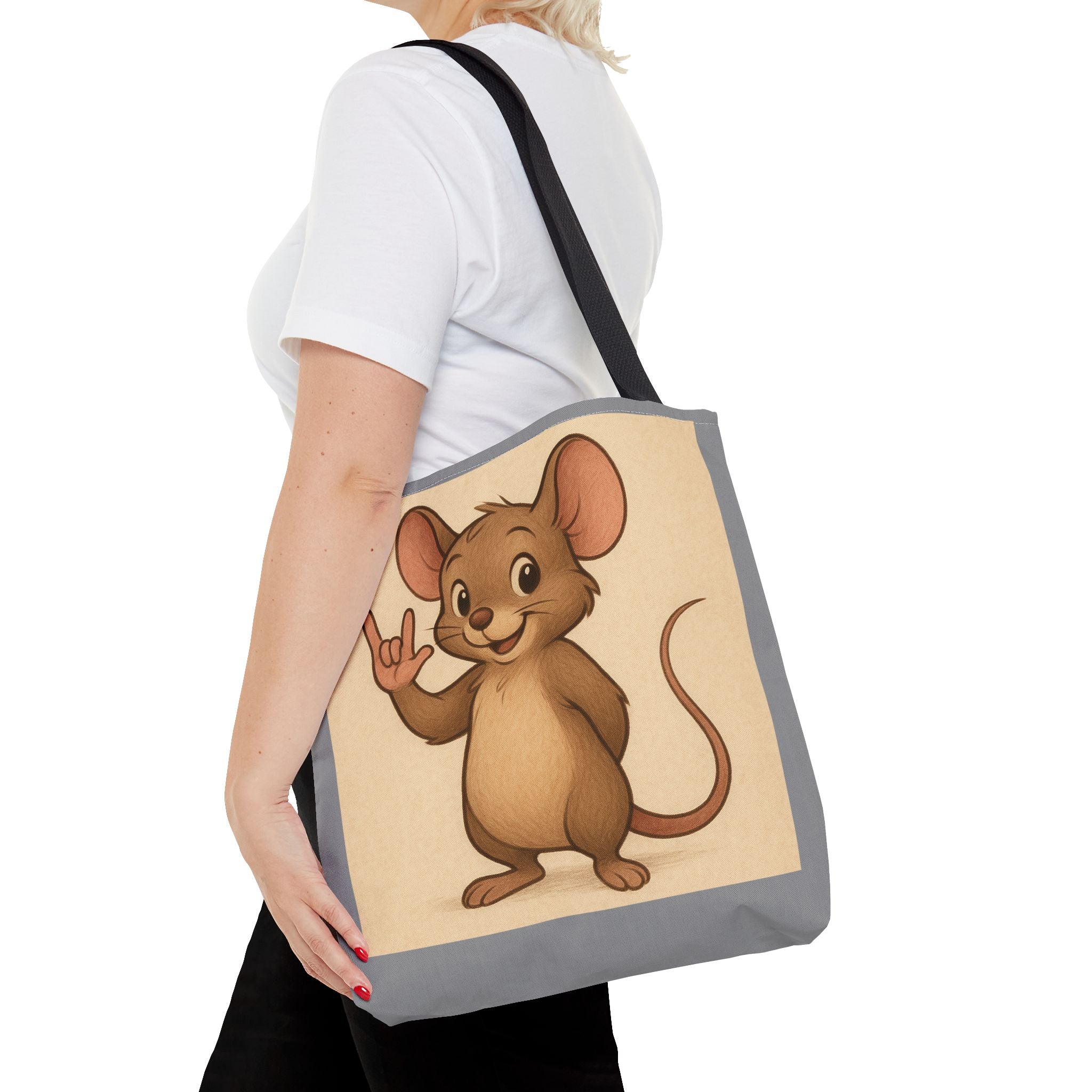 Tote Bag - Mouse I Love You, Cute Animal Print, Carry-All Shoulder Bag, Reusable Shopping Tote, Gift for Animal Lovers, Eco-Friendly Grocery