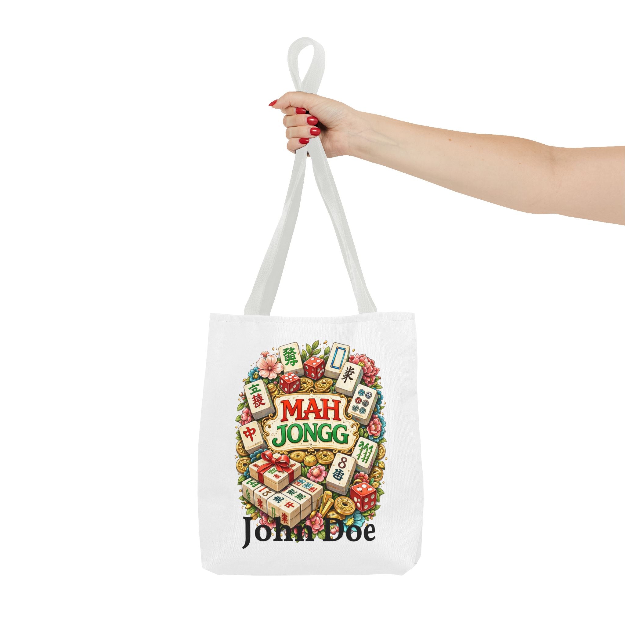 Personalize White American Mahjongg Tiles Tote Bag | All-Over Print Tote