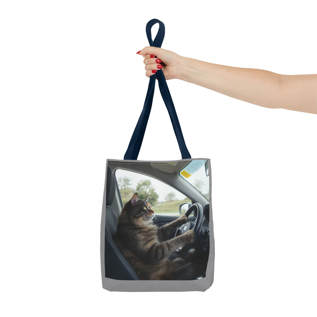 Cat in Car 2 Tote Bag, Cat Lover Gift, Animal Print Grocery Bag, Cute Kitten Shoulder Bag, Cat Lady Purse