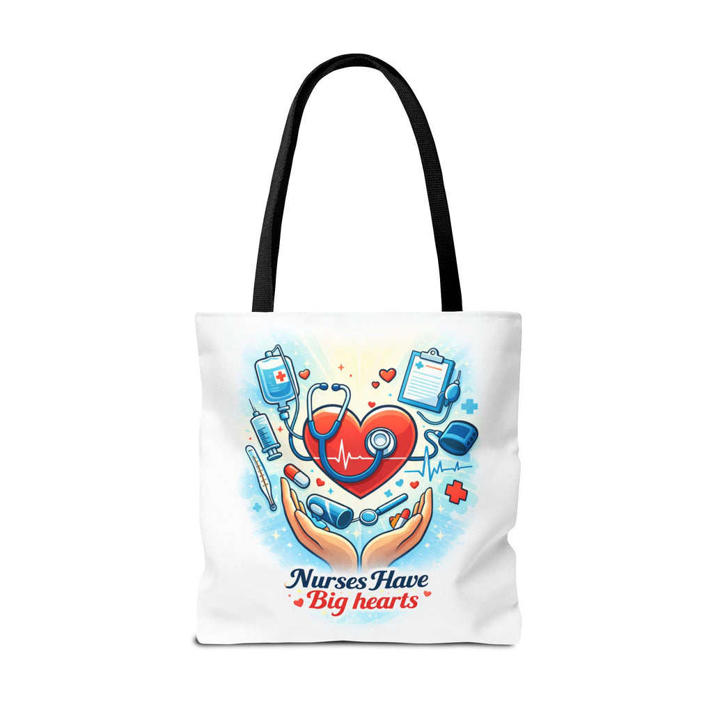 Nurses Have Big Hearts White Tote Bag | All-Over Print Tote