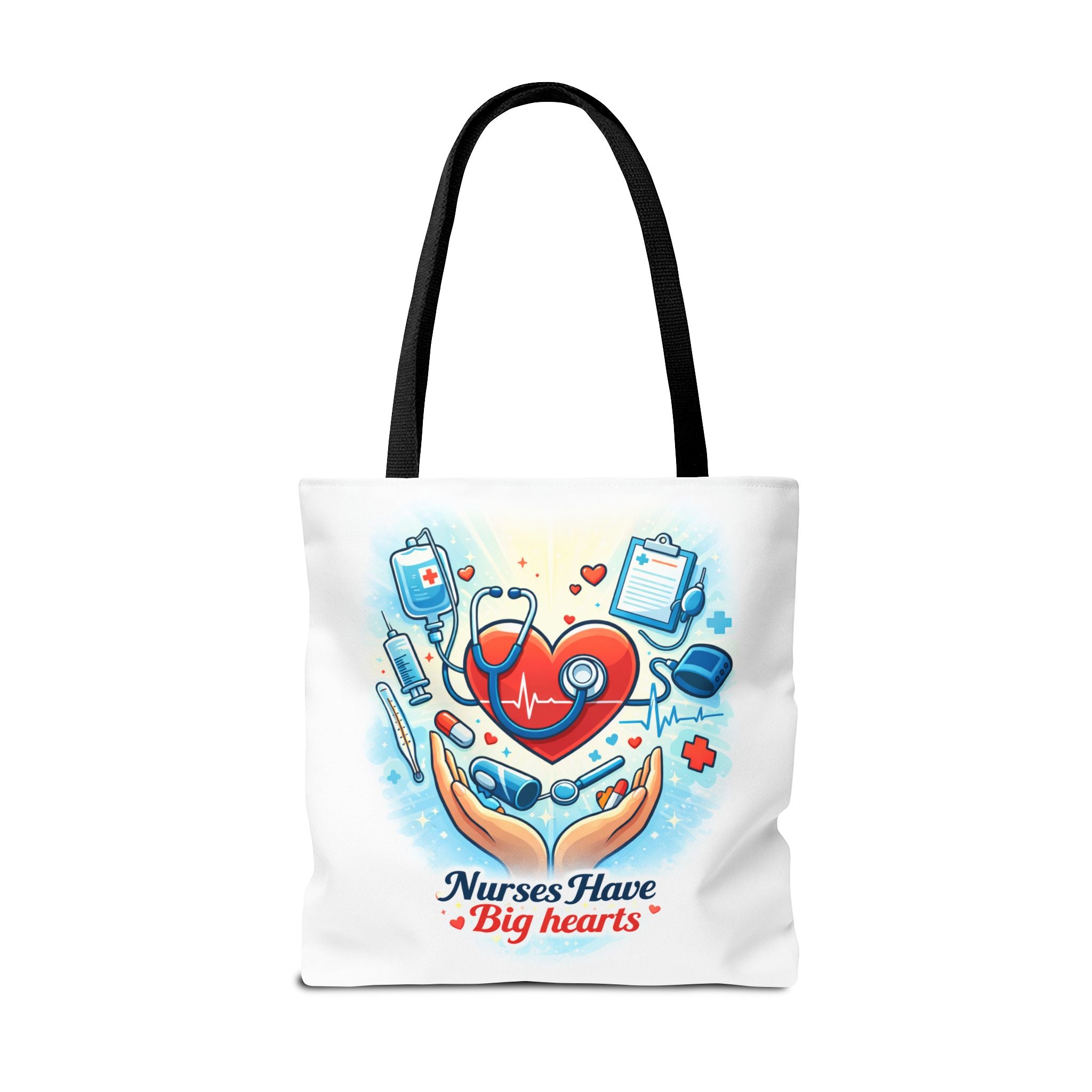 Nurses Have Big Hearts White Tote Bag | All-Over Print Tote