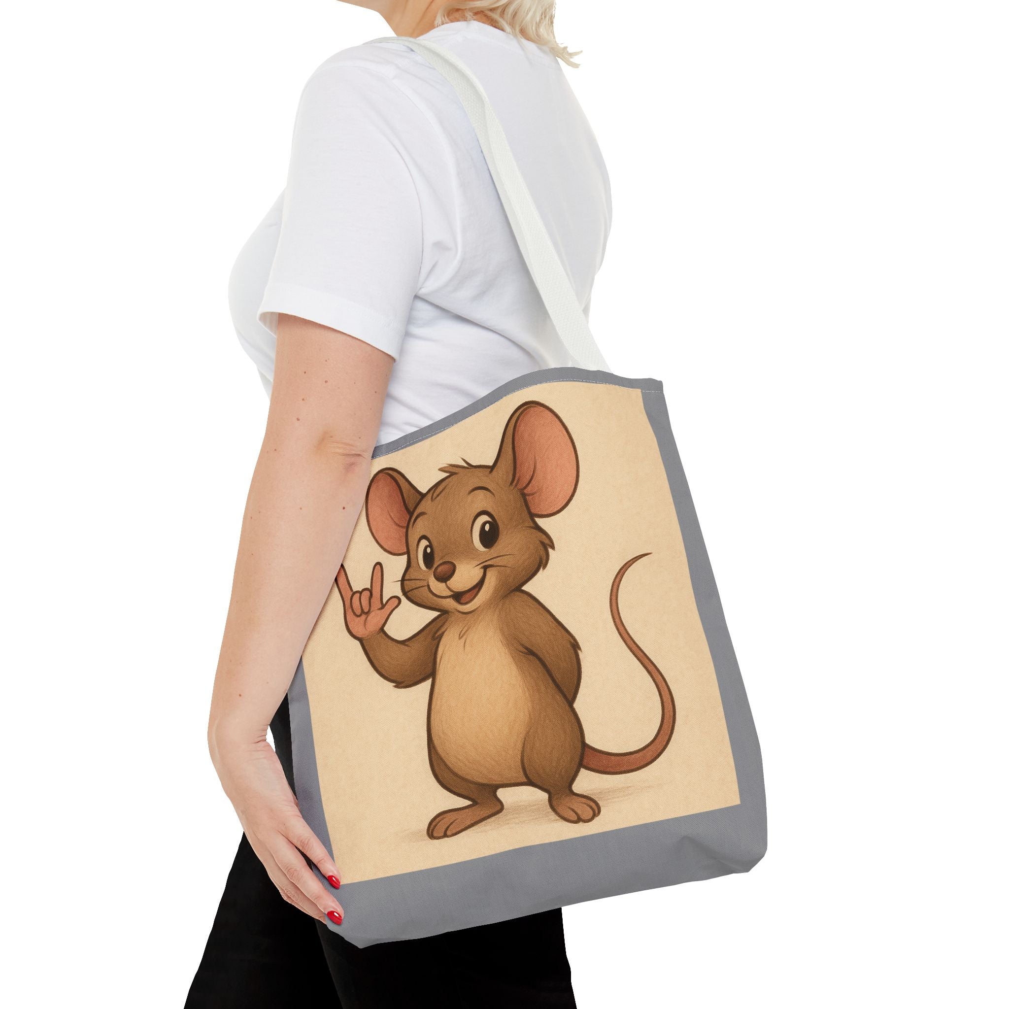 Tote Bag - Mouse I Love You, Cute Animal Print, Carry-All Shoulder Bag, Reusable Shopping Tote, Gift for Animal Lovers, Eco-Friendly Grocery
