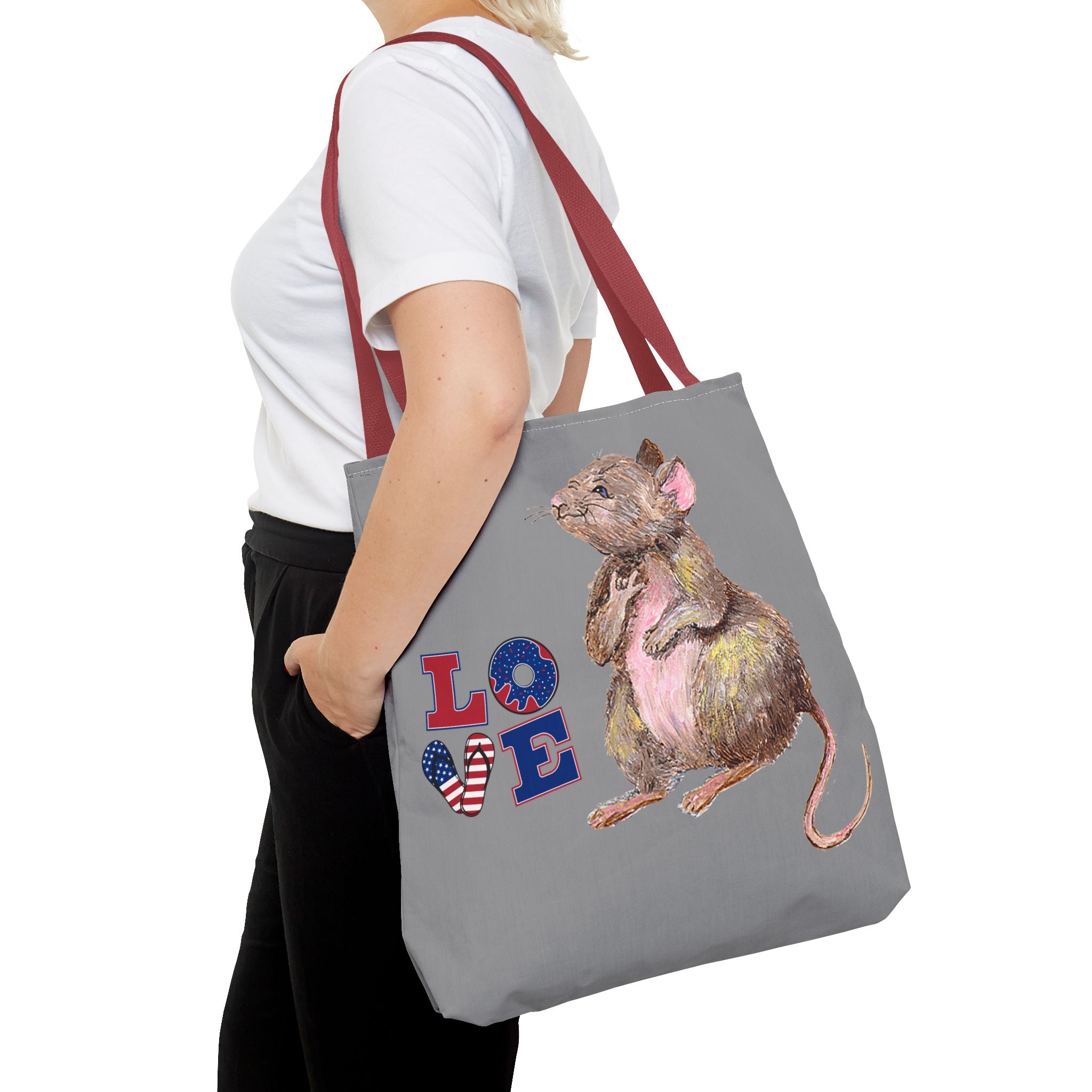 I Love You Mouse Patriotic LOVE Tote Bag | Mouse 1 AND Mouse 2 | All-Over Print