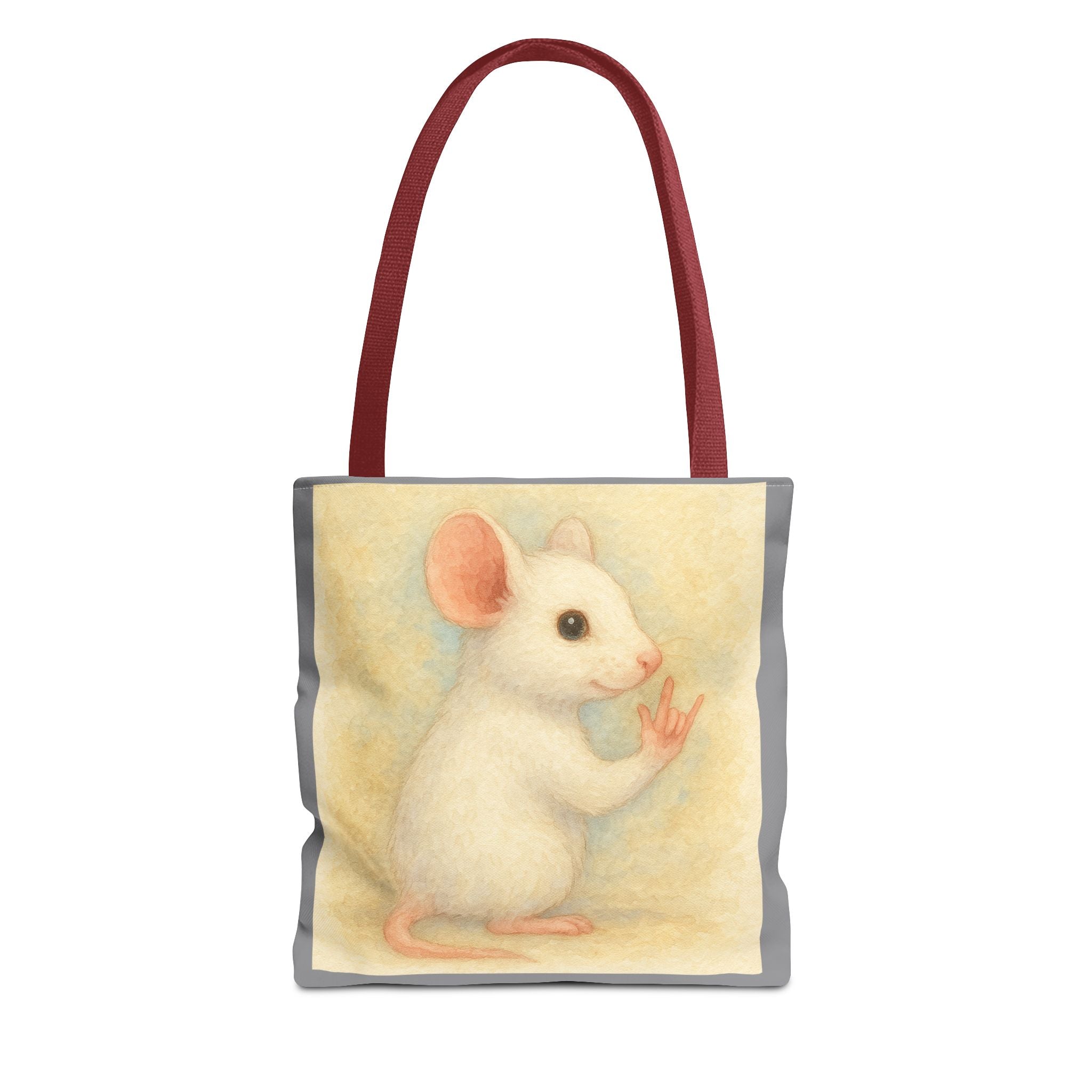 Tote Bag - White Mouse I Love You, Cute Animal Print, Carry-All Shoulder Bag, Reusable Shopping Tote, Gift for Animal Lovers