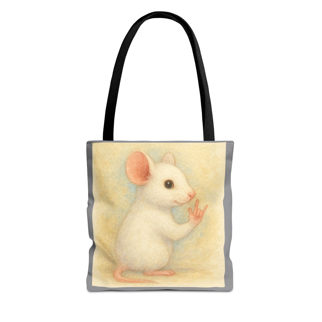 Tote Bag - White Mouse I Love You, Cute Animal Print, Carry-All Shoulder Bag, Reusable Shopping Tote, Gift for Animal Lovers