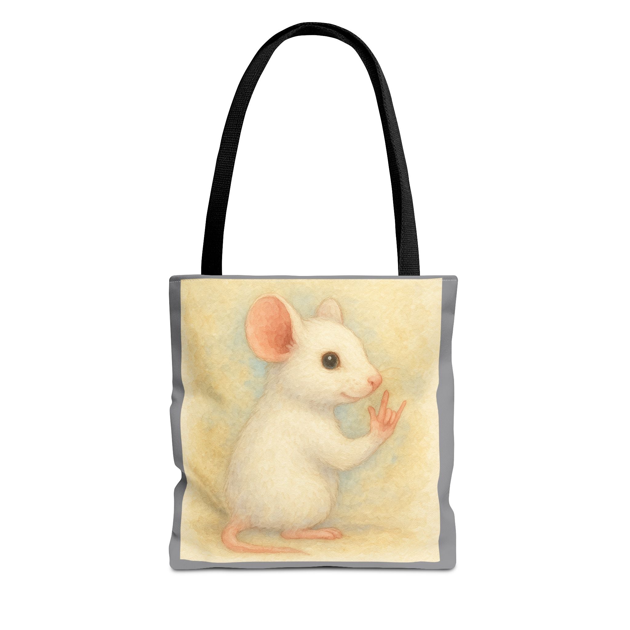 Tote Bag - White Mouse I Love You, Cute Animal Print, Carry-All Shoulder Bag, Reusable Shopping Tote, Gift for Animal Lovers