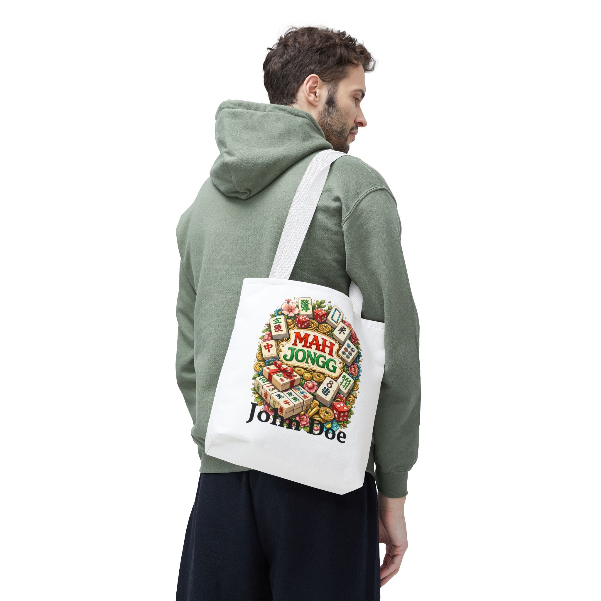 Personalize White American Mahjongg Tiles Tote Bag | All-Over Print Tote
