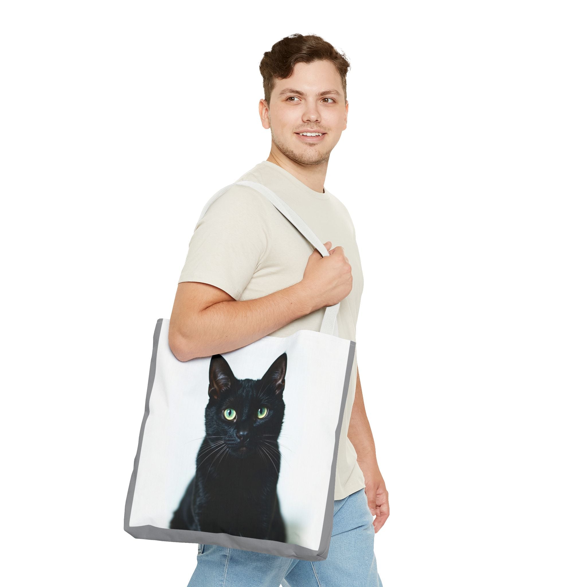 Tote Bag - Black Cat, Carry-All Shoulder Bag, Reusable Shopping Tote, Gift for Animal Lovers