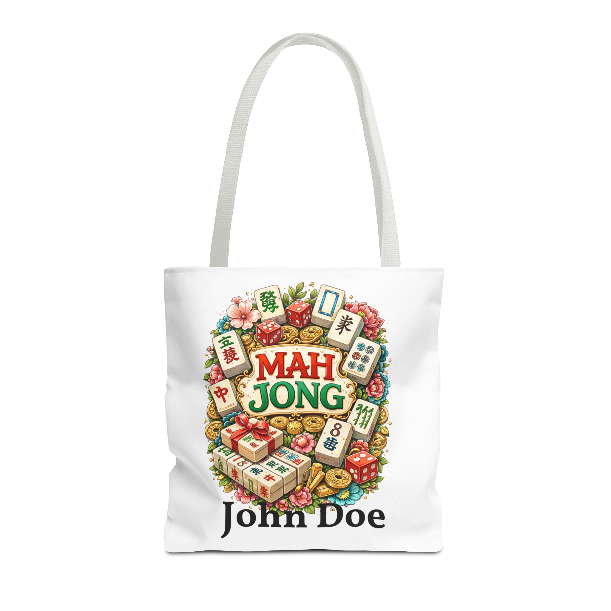 Personalize White Mahjong Tiles Tote Bag | All-Over Print Tote