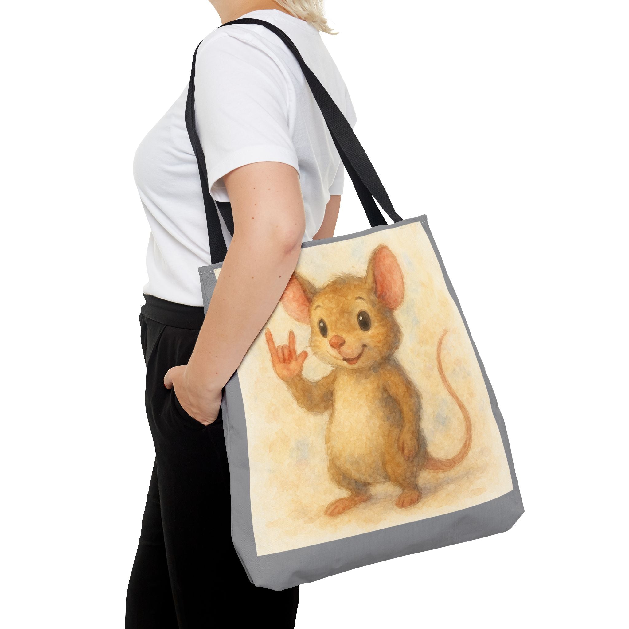 Tote Bag - Mouse 3 I Love You, Cute Animal Print, Carry-All Shoulder Bag, Reusable Shopping Tote, Gift for Animal Lovers