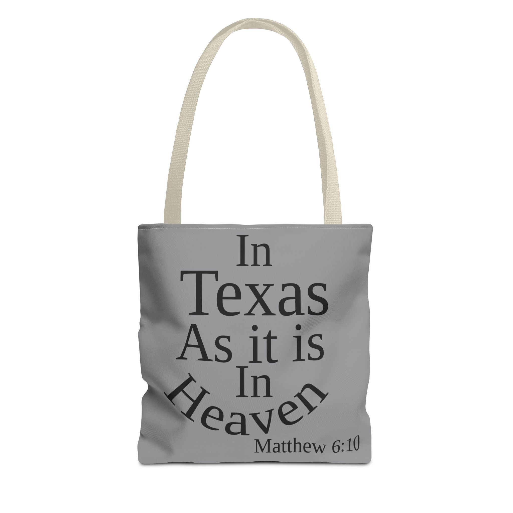 Personalized Grey Matthew 6:10 Bible Verse Tote Bag, City Or State | Market Grocery Book Craft Festival Outing, Lightweight Sturdy Polyester