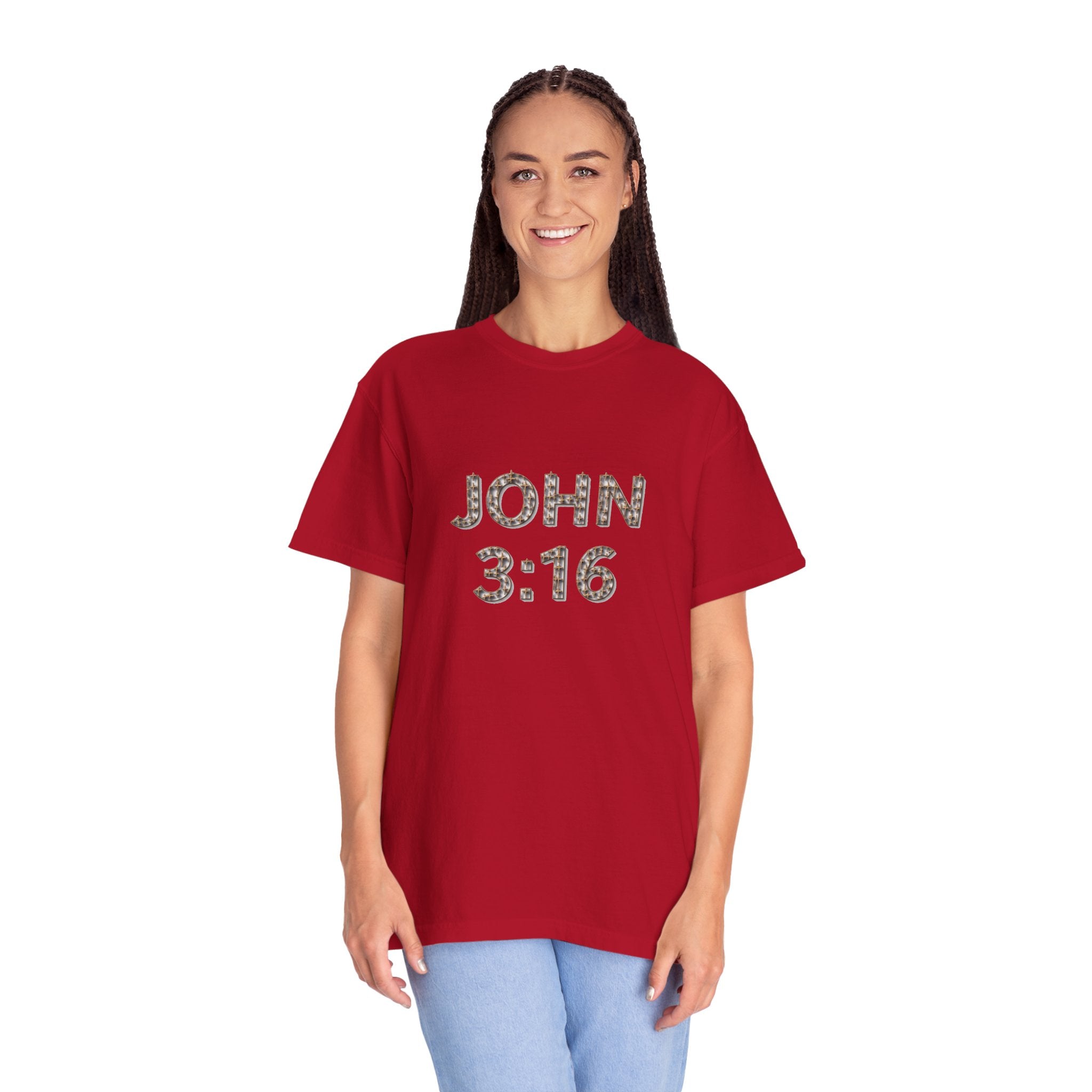 John 3:16 Scripture Cross T-shirt (Ver. 3) | Christian Bible Verse Tee