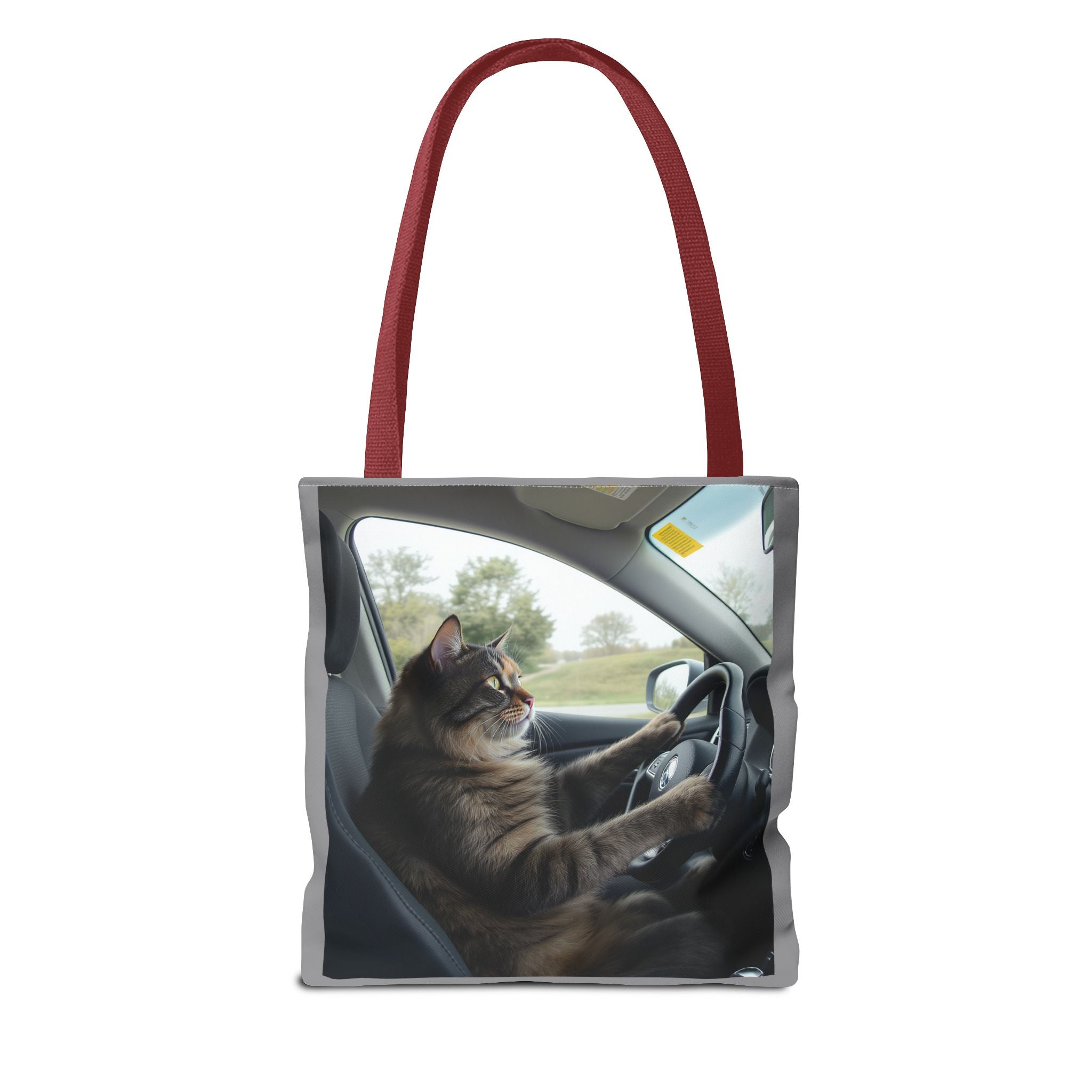 Cat in Car 2 Tote Bag, Cat Lover Gift, Animal Print Grocery Bag, Cute Kitten Shoulder Bag, Cat Lady Purse