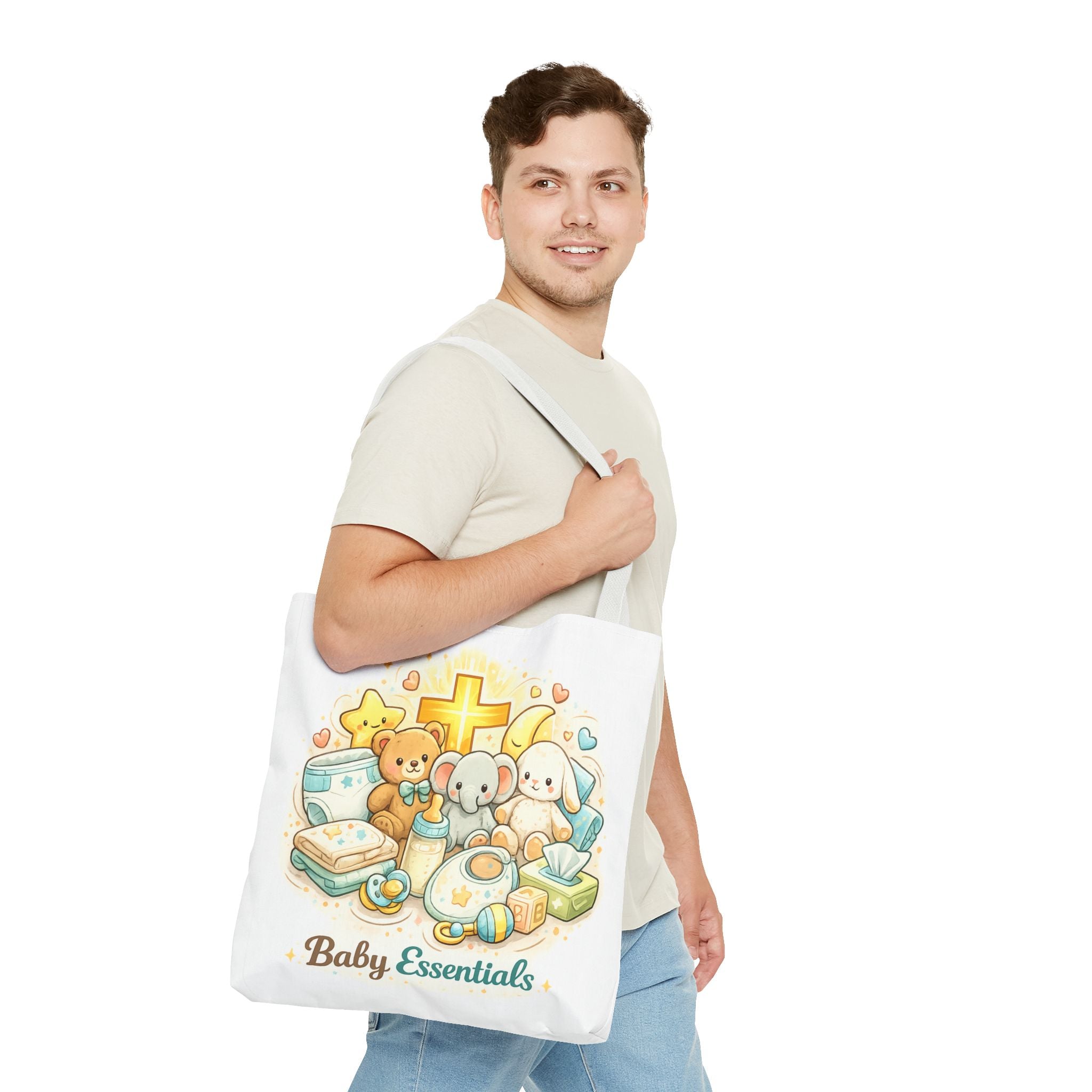 Baby Essentials White Tote Bag | All-Over Print Tote