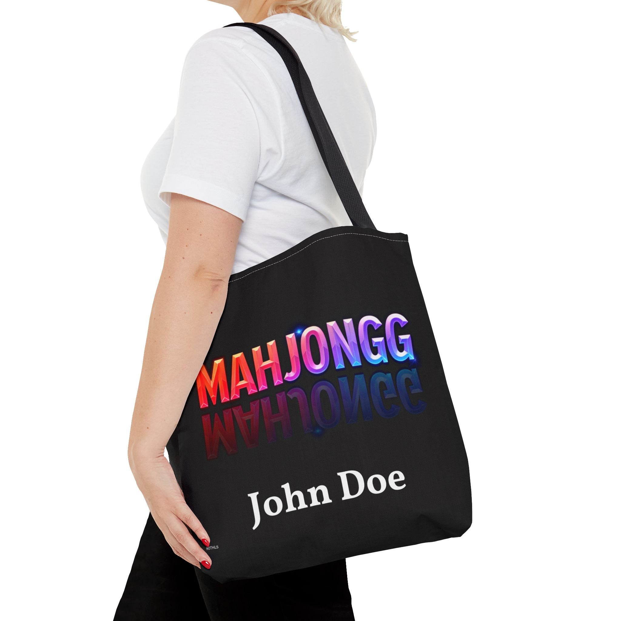 Personalize Black American Mahjongg Tiles Tote Bag | All-Over Print Tote