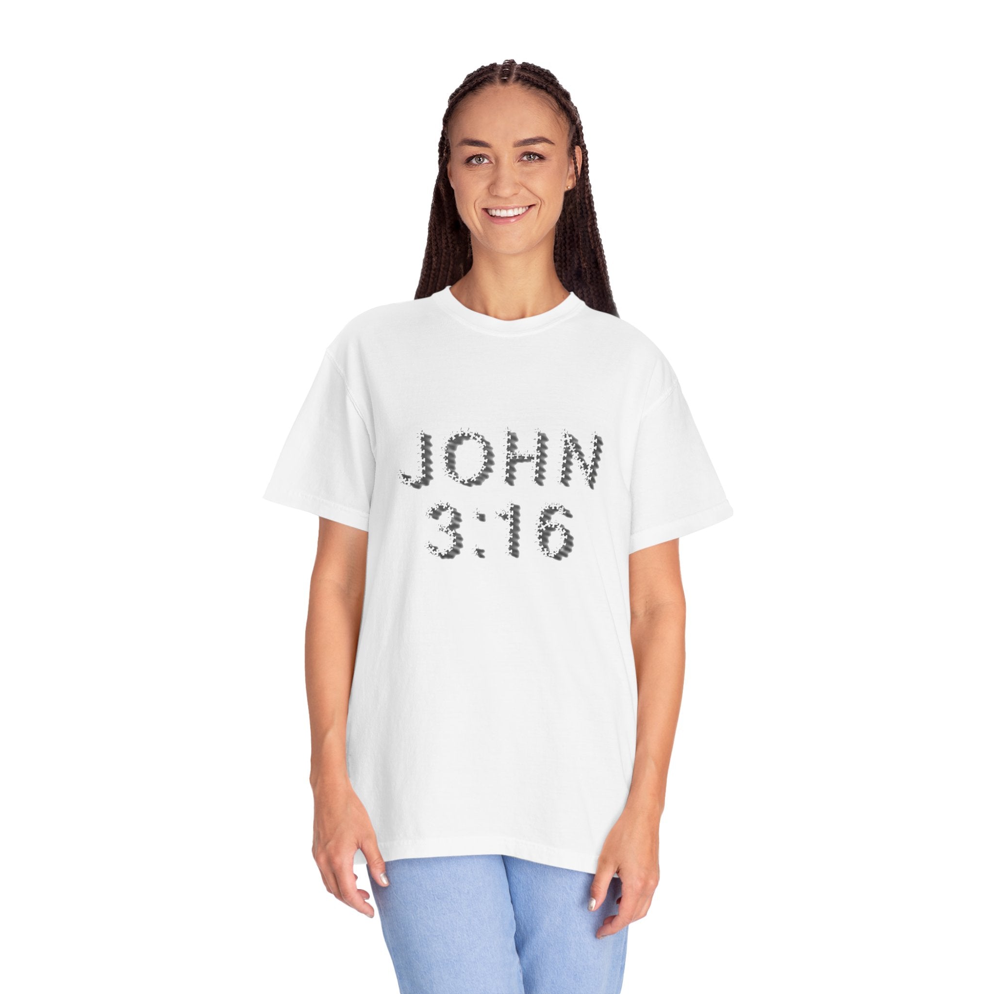 John 3:16 Scripture Cross White T-shirt | Christian Bible Verse Tee