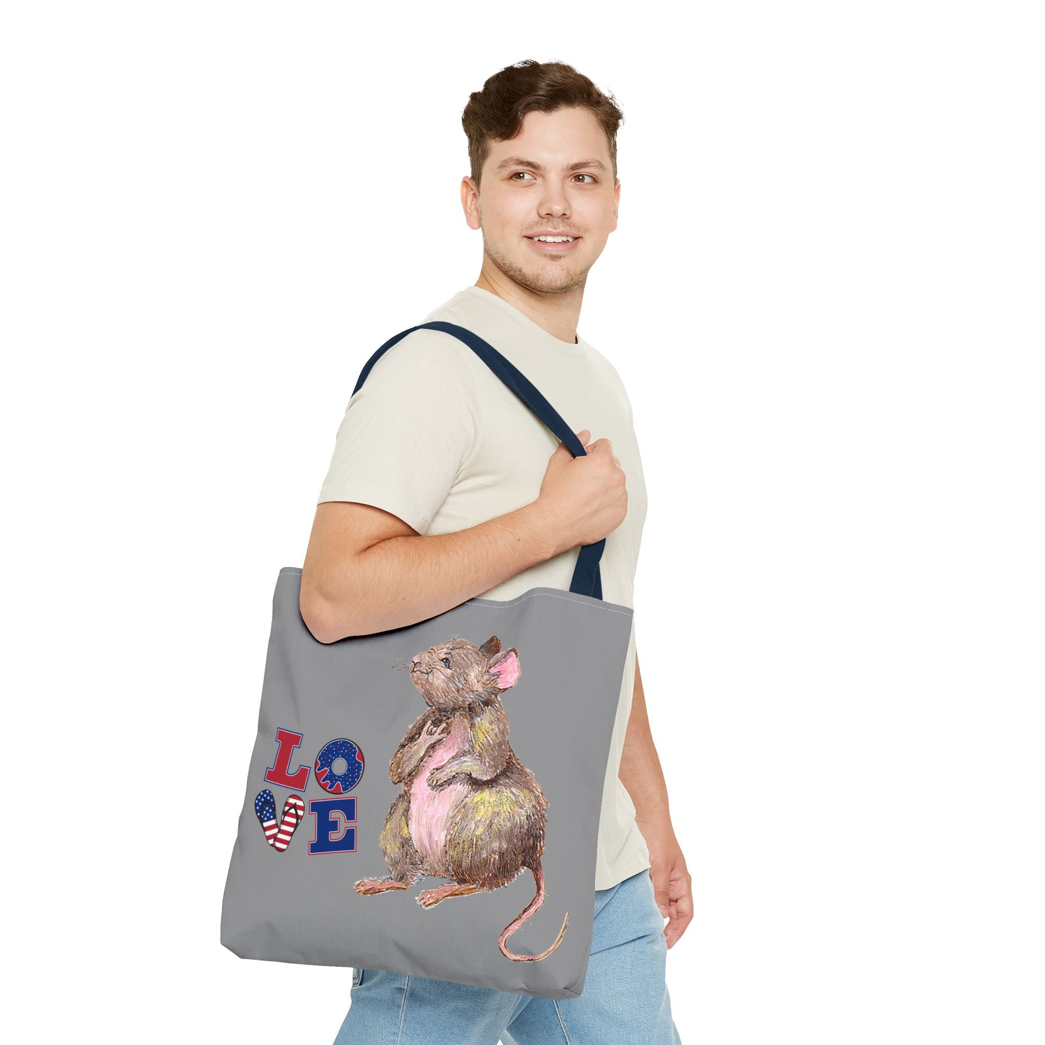 I Love You Mouse Patriotic LOVE Tote Bag | Mouse 1 | All-Over Print