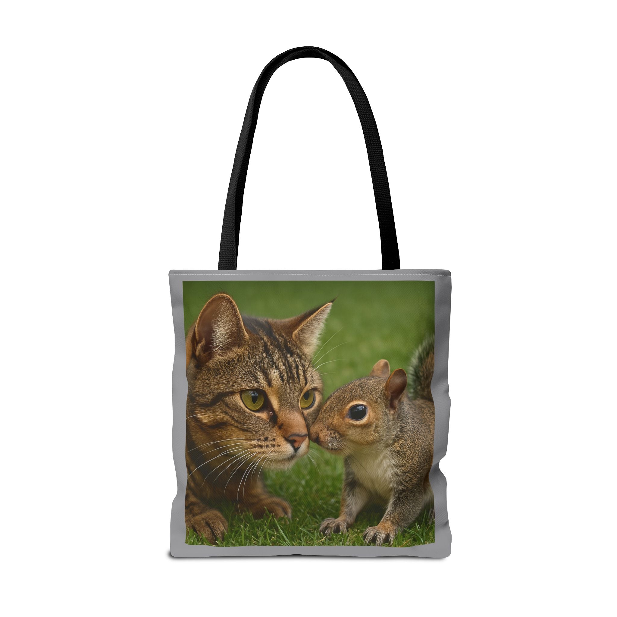Squirrel and Cat Tote Bag - Cute Animal Print Shopping Bag, Eco-Friendly Reusable Grocery Bag, Gift for Animal Lovers, Nature Tote,