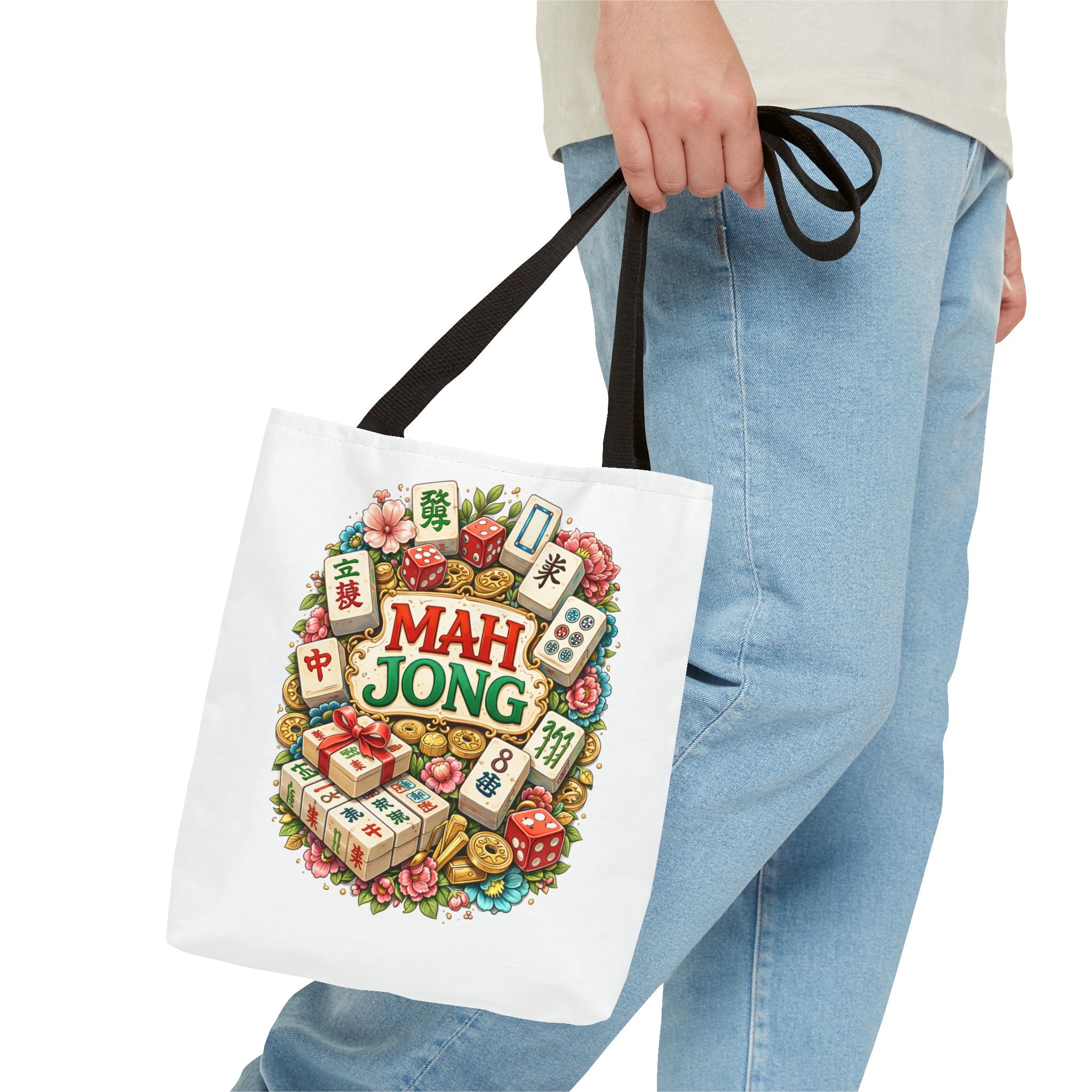 White Mahjong Tiles Tote Bag | All-Over Print Tote
