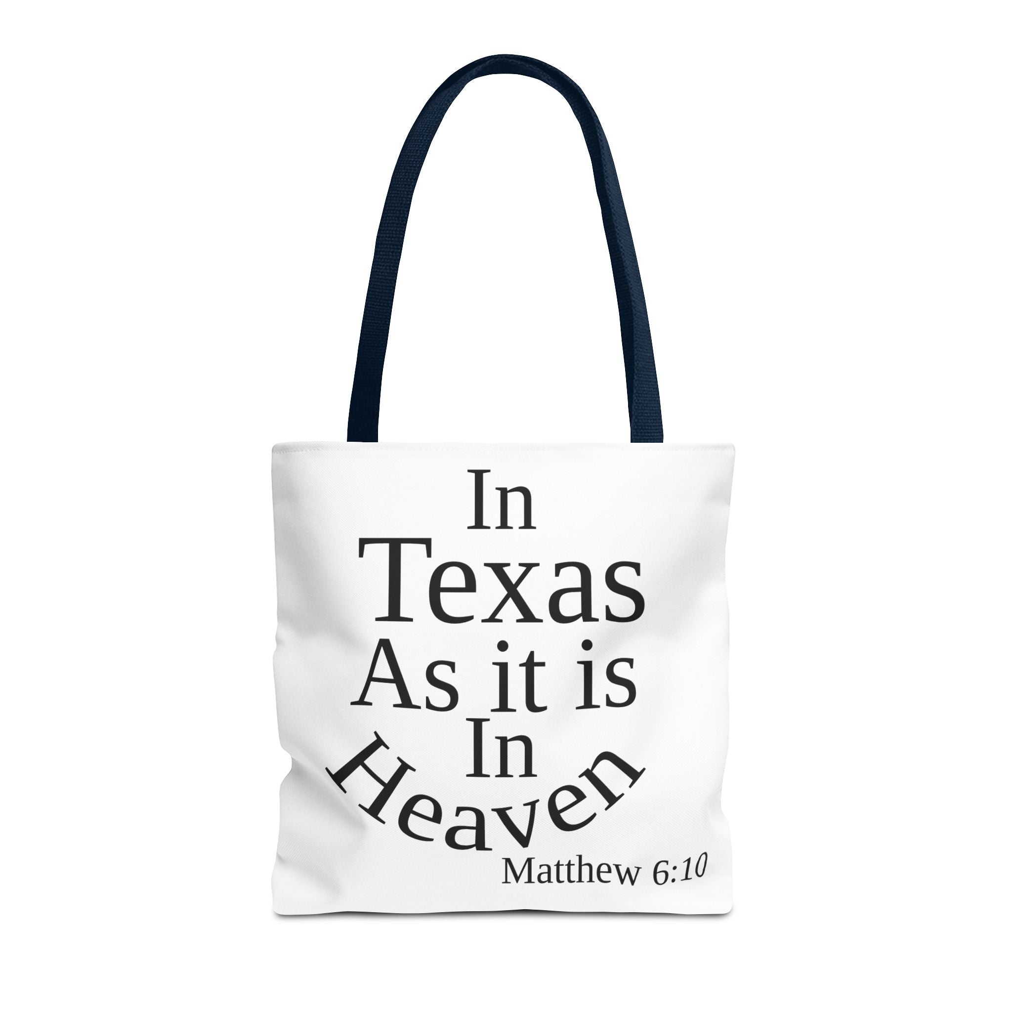 Personalized White Matthew 6:10 Bible Verse Tote Bag, City Or State | Market Grocery Craft Festival Outing, Lightweight Sturdy Polyester
