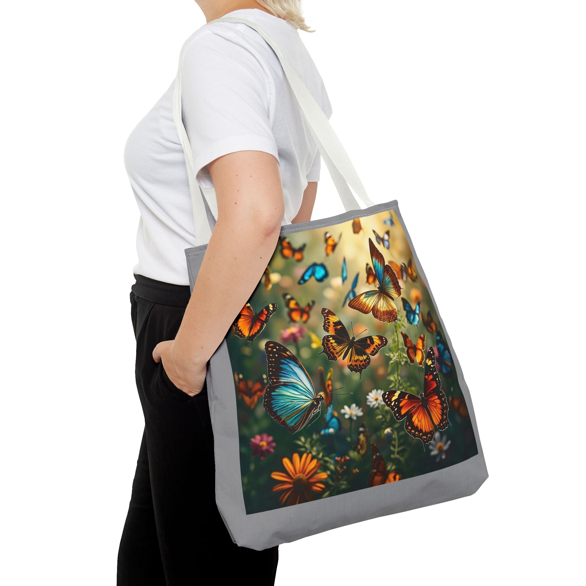 Butterfly Swam 2 Tote Bag - Floral Nature Garden Shopping Bag, Reusable Canvas Handbag, Eco-Friendly Market Tote, Gift for Her, Spring