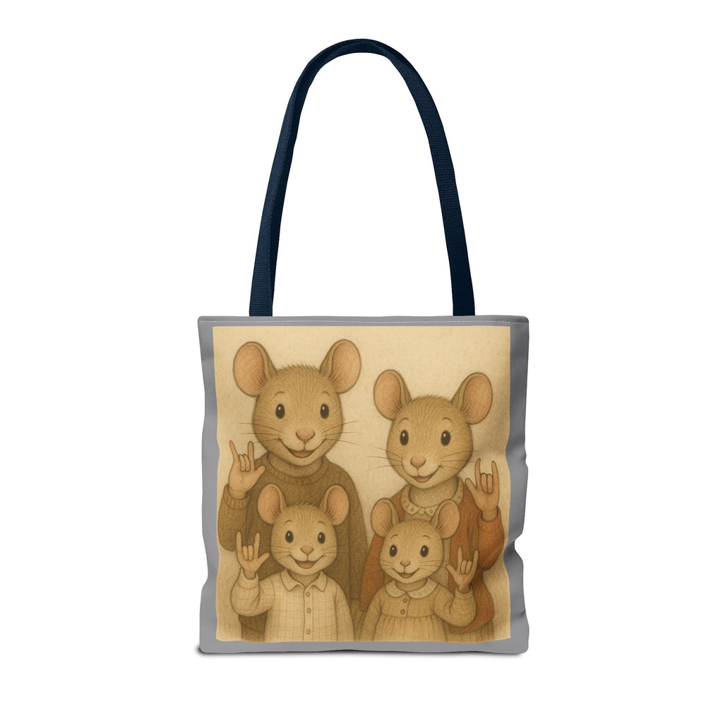Tote Bag - Mouse Family I Love You, Cute Animal Print, Carry-All Shoulder Bag, Reusable Shopping Tote, Gift for Animal Lovers