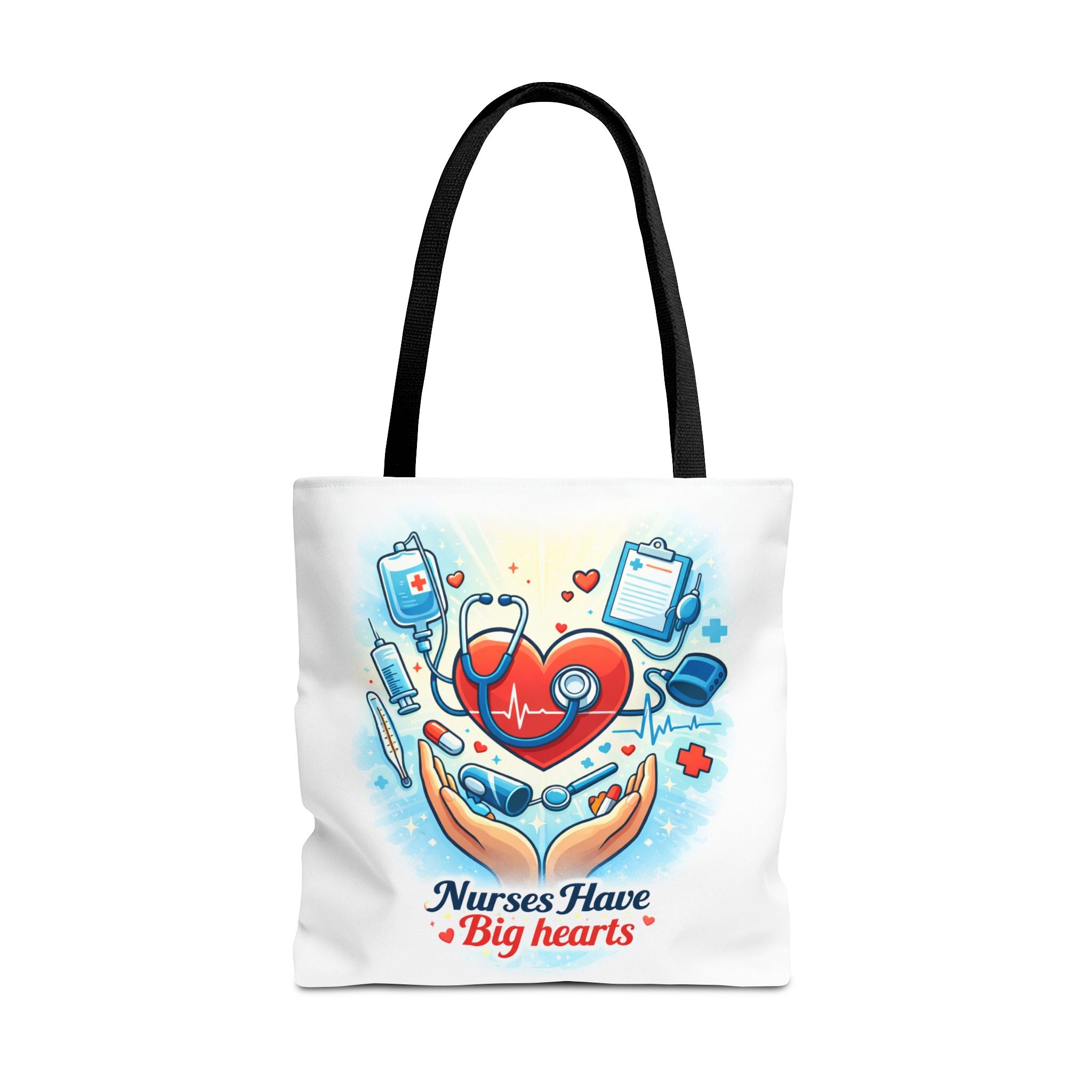 Nurses Have Big Hearts White Tote Bag | All-Over Print Tote