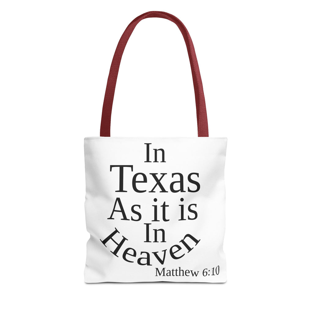 Personalized White Matthew 6:10 Bible Verse Tote Bag, City Or State | Market Grocery Craft Festival Outing, Lightweight Sturdy Polyester