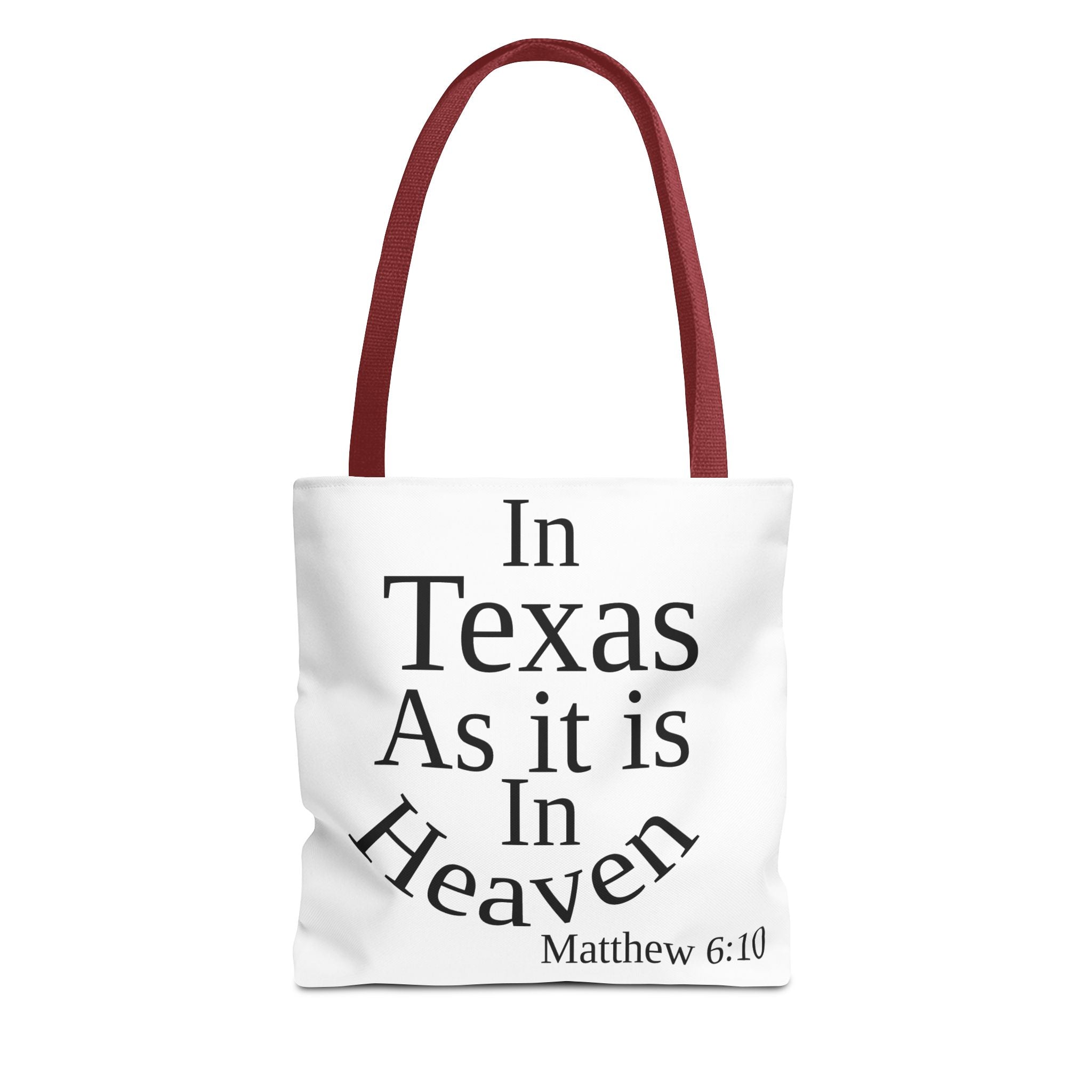 Personalized White Matthew 6:10 Bible Verse Tote Bag, City Or State | Market Grocery Craft Festival Outing, Lightweight Sturdy Polyester