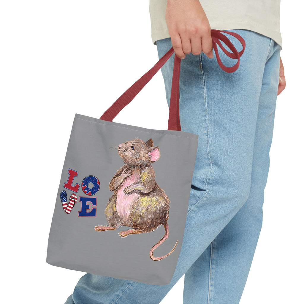 I Love You Mouse Patriotic LOVE Tote Bag | Mouse 1 AND Mouse 2 | All-Over Print