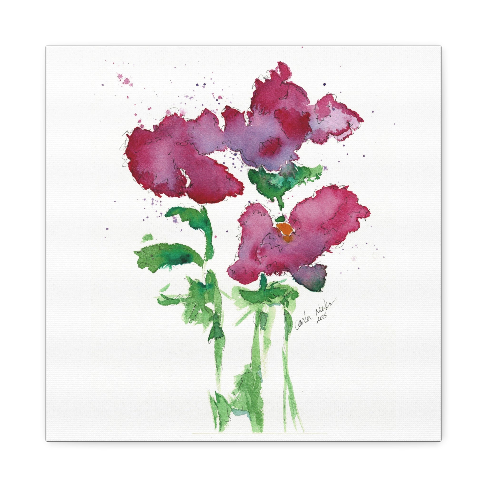 Canvas Print, Handpainted Watercolor Abstract Pink Flowers, Stretched Wall Art, Home Decor, Floral Artwork, Gift Idea