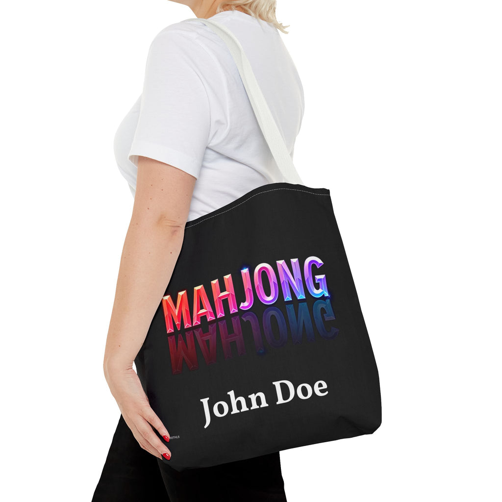 Personalize Black Mahjong Tiles Tote Bag | All-Over Print Tote