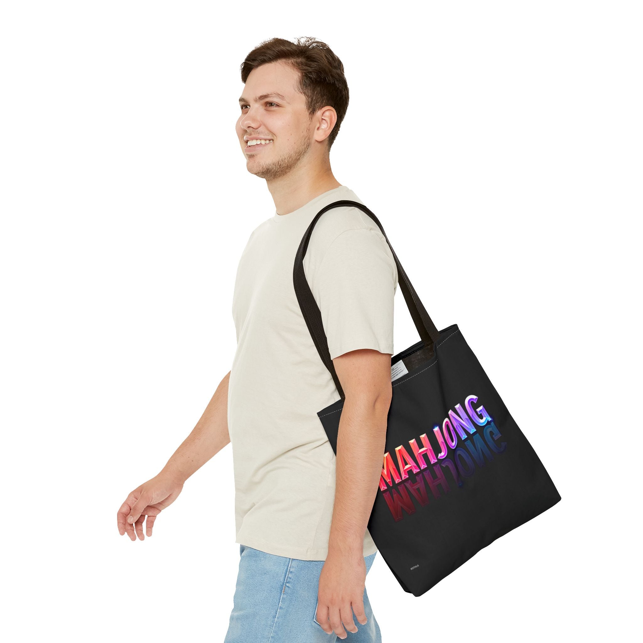 Black Mahjong Tiles Tote Bag | All-Over Print Tote