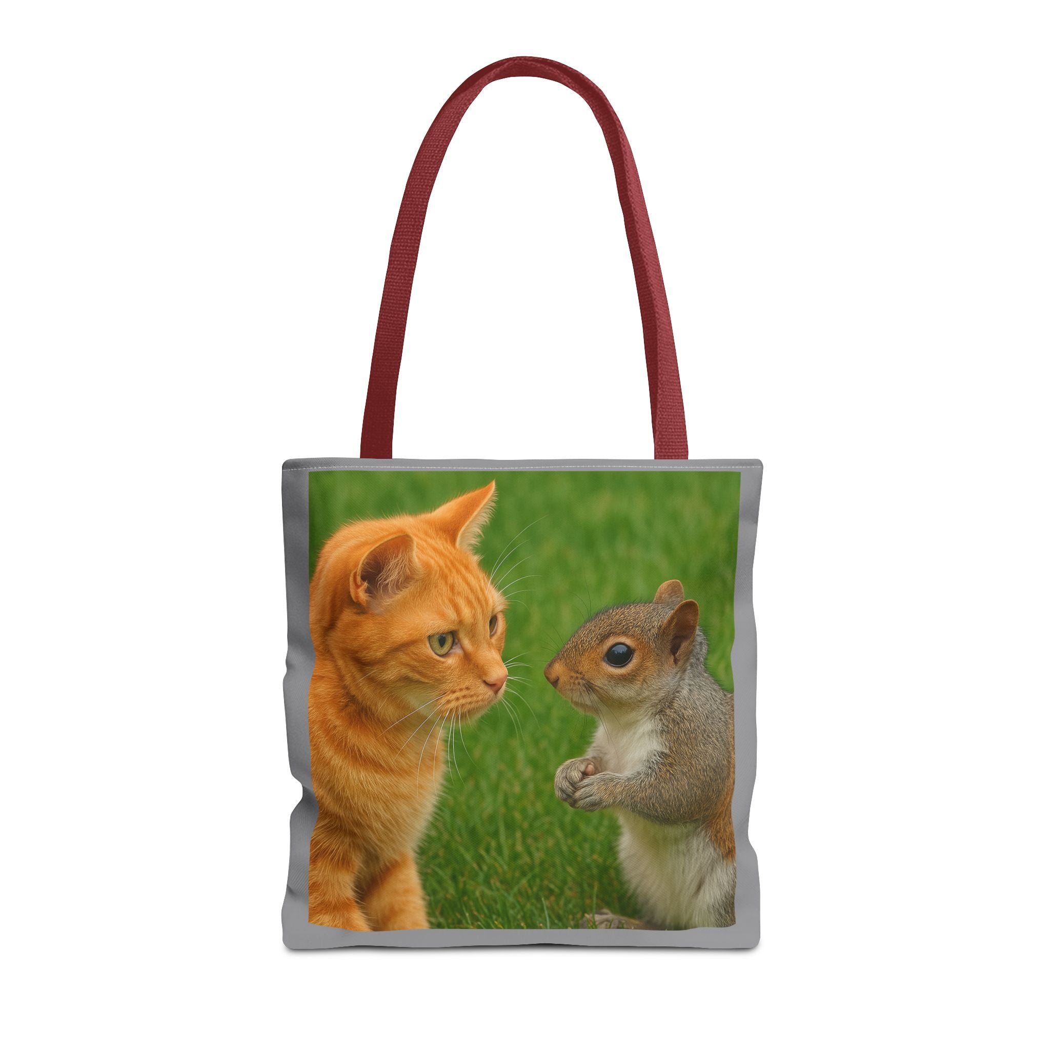 Cat and Squirrel 2 Tote Bag - Cute Animal Print Shopping Bag, Eco-Friendly Reusable Grocery Bag, Gift for Animal Lovers, Nature Tote,