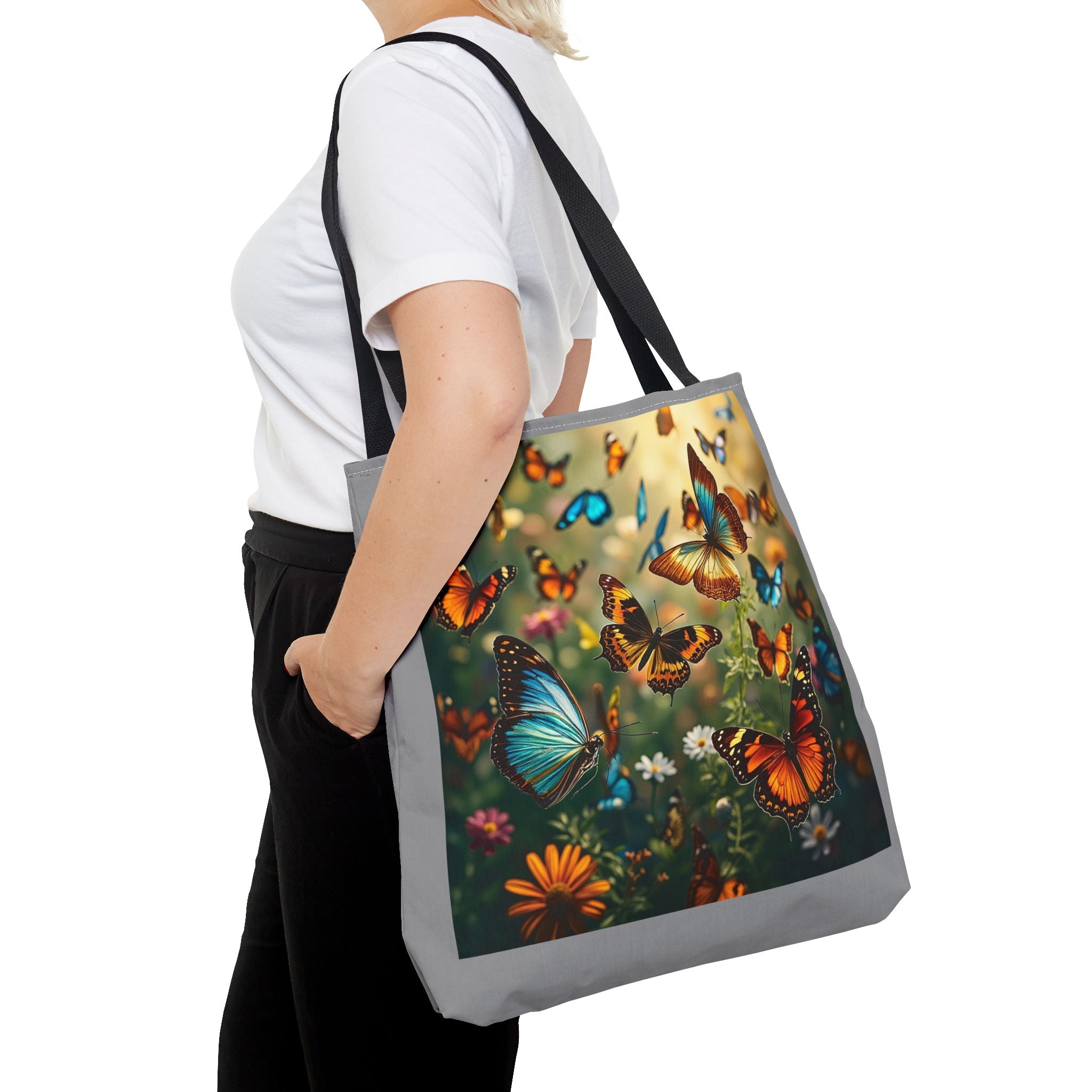 Butterfly Swam 2 Tote Bag - Floral Nature Garden Shopping Bag, Reusable Canvas Handbag, Eco-Friendly Market Tote, Gift for Her, Spring