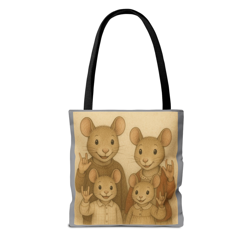 Tote Bag - Mouse Family I Love You, Cute Animal Print, Carry-All Shoulder Bag, Reusable Shopping Tote, Gift for Animal Lovers