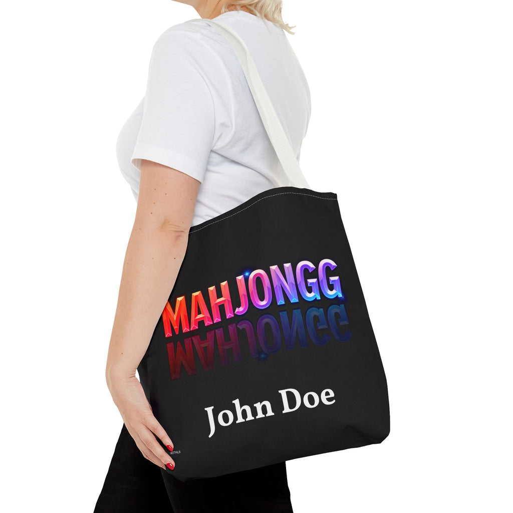 Personalize Black American Mahjongg Tiles Tote Bag | All-Over Print Tote