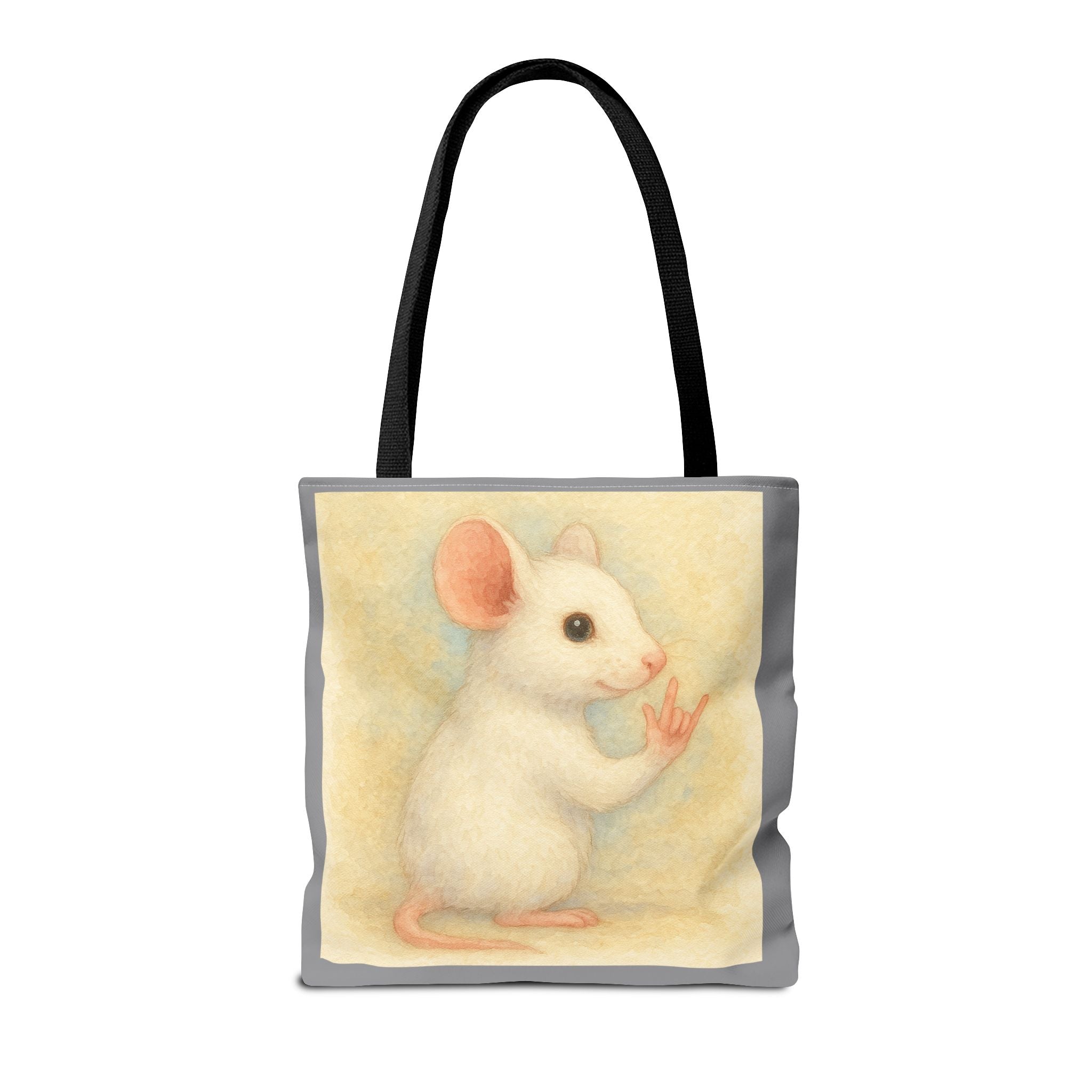 Tote Bag - White Mouse I Love You, Cute Animal Print, Carry-All Shoulder Bag, Reusable Shopping Tote, Gift for Animal Lovers