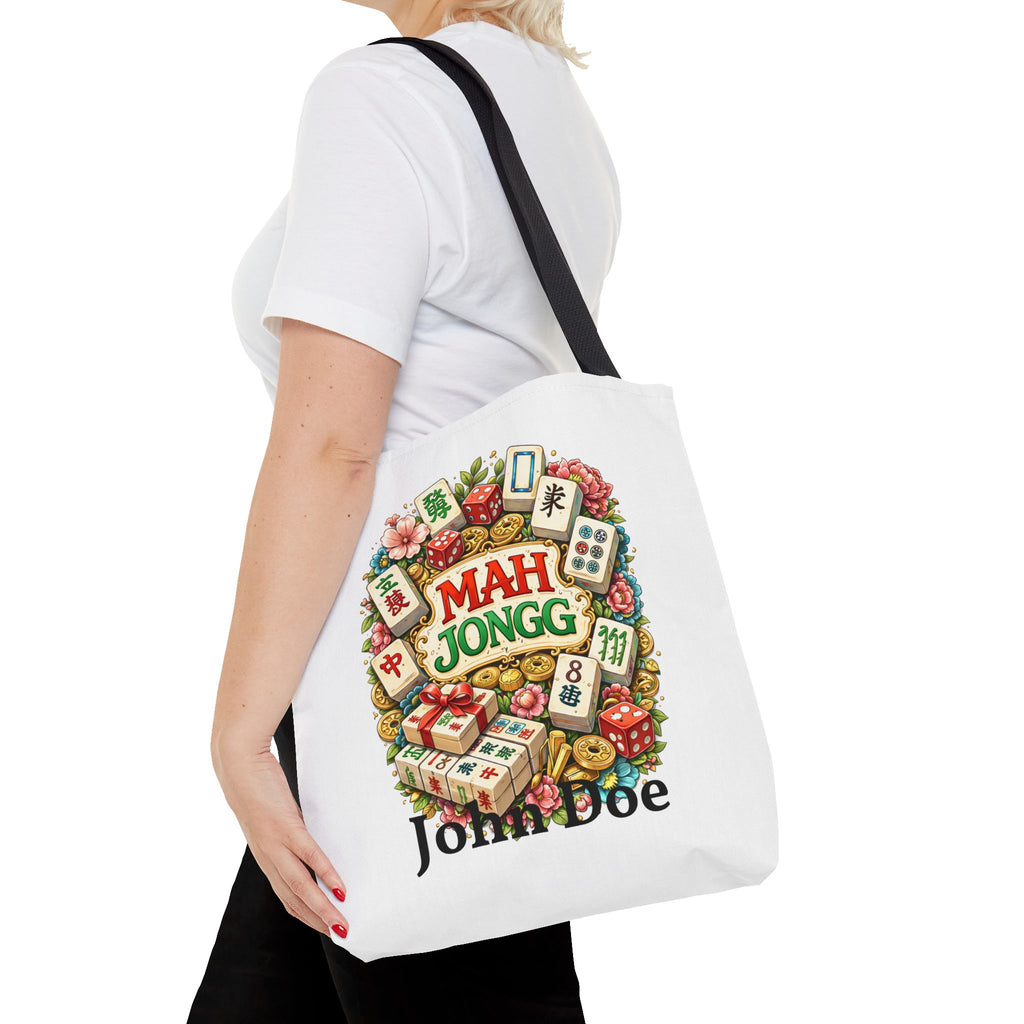 Personalize White American Mahjongg Tiles Tote Bag | All-Over Print Tote