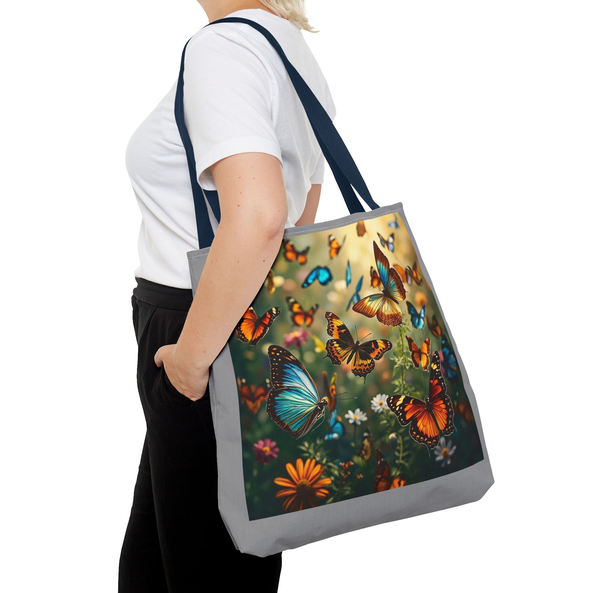 Butterfly Swam 2 Tote Bag - Floral Nature Garden Shopping Bag, Reusable Canvas Handbag, Eco-Friendly Market Tote, Gift for Her, Spring