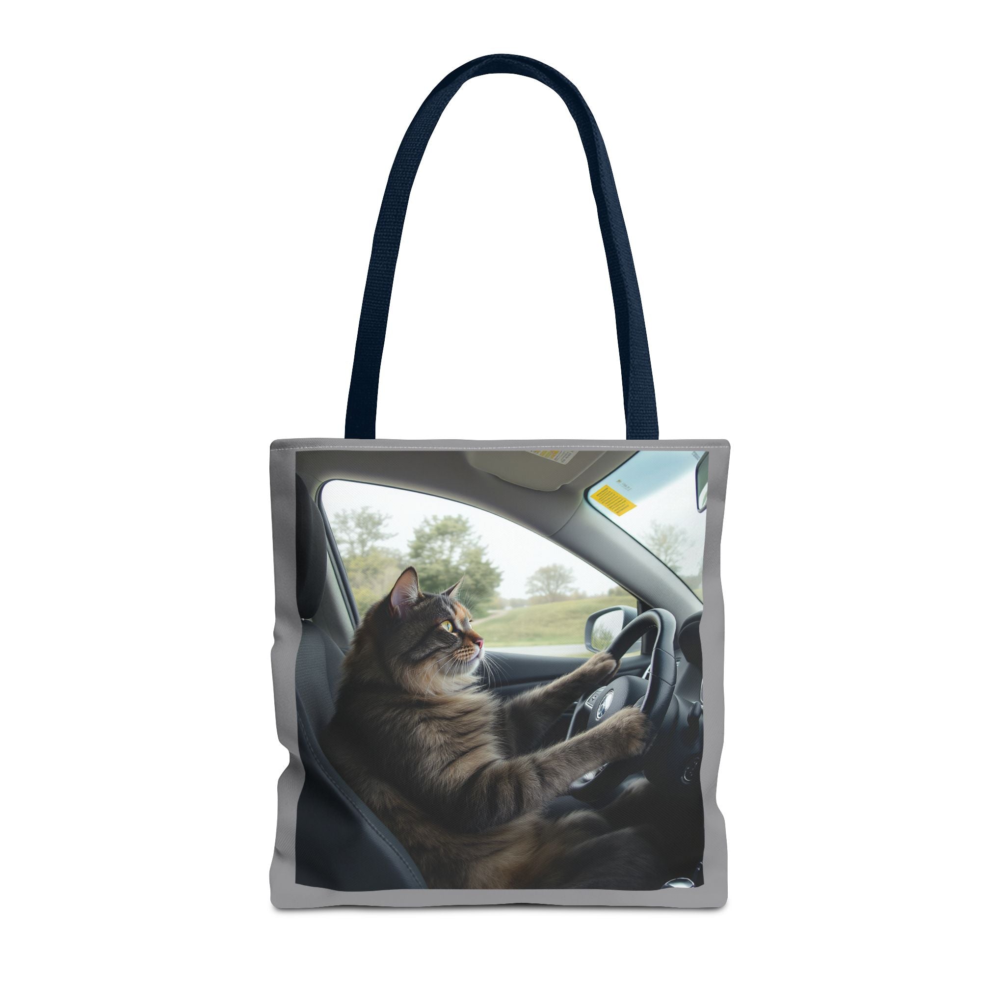 Cat in Car 2 Tote Bag, Cat Lover Gift, Animal Print Grocery Bag, Cute Kitten Shoulder Bag, Cat Lady Purse