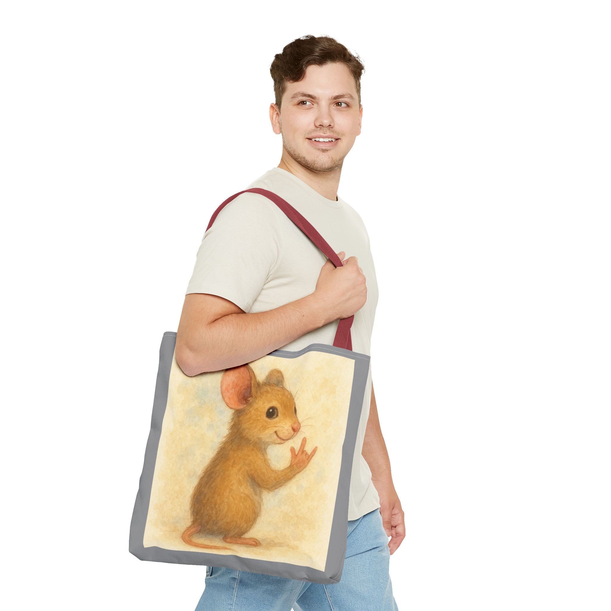 Tote Bag - Mouse 2 I Love You, Cute Animal Print, Carry-All Shoulder Bag, Reusable Shopping Tote, Gift for Animal Lovers