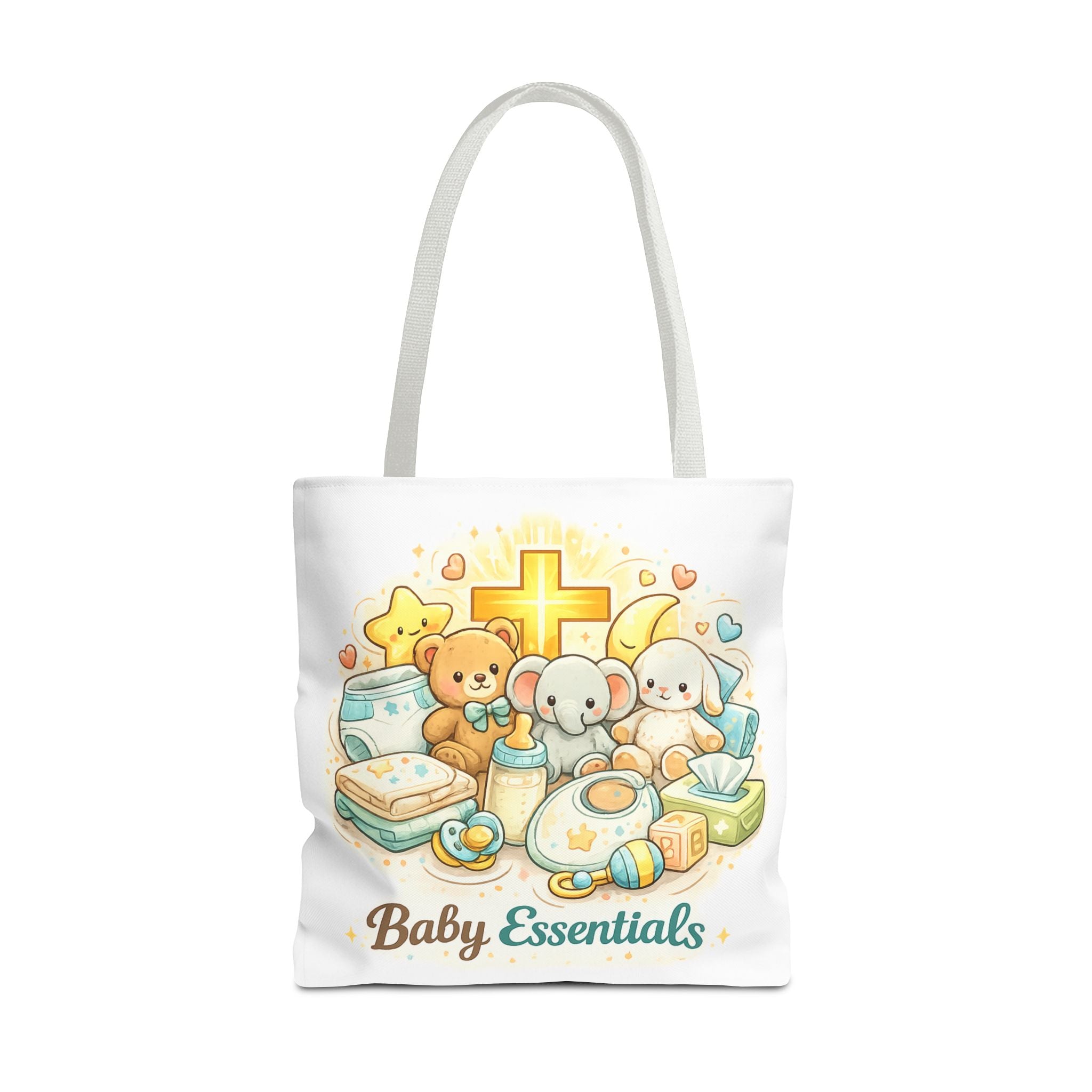 Baby Essentials White Tote Bag | All-Over Print Tote