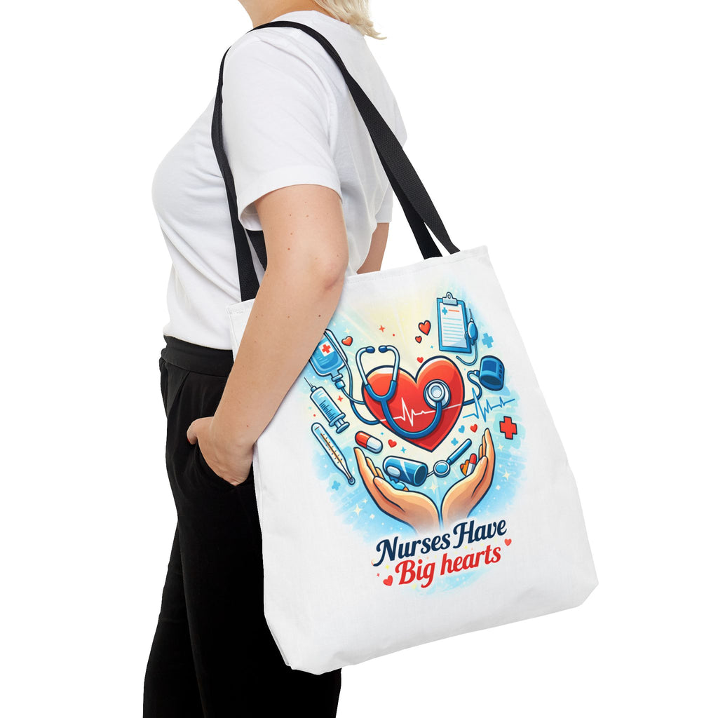 Nurses Have Big Hearts White Tote Bag | All-Over Print Tote
