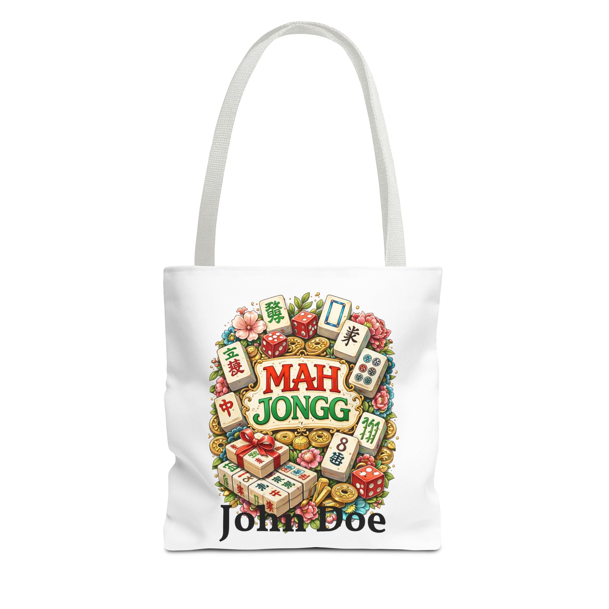 Personalize White American Mahjongg Tiles Tote Bag | All-Over Print Tote