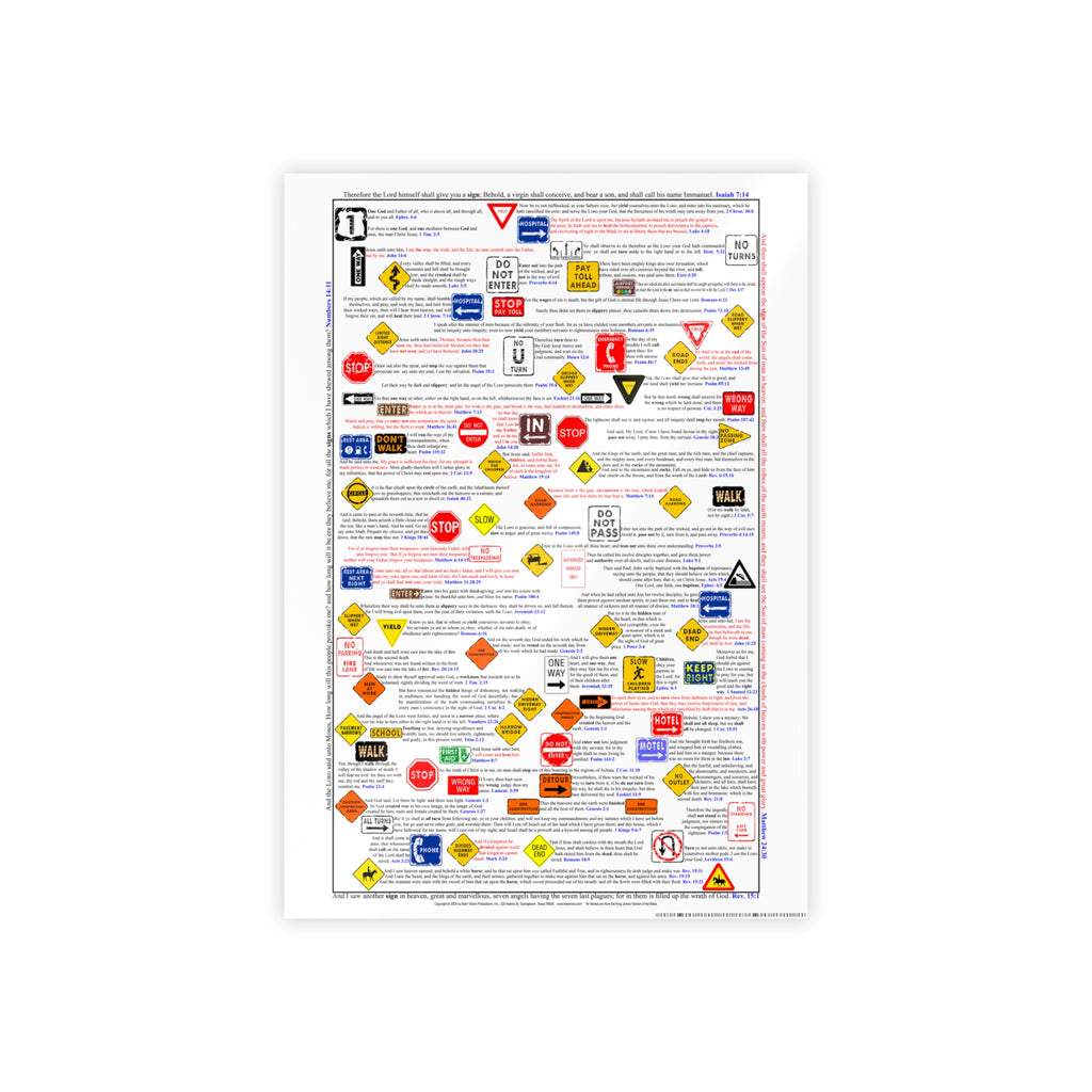 Road Signs of the Bible | 16.5"x23.4" | Traffic Signs with Related Bible Verse | Wall Art